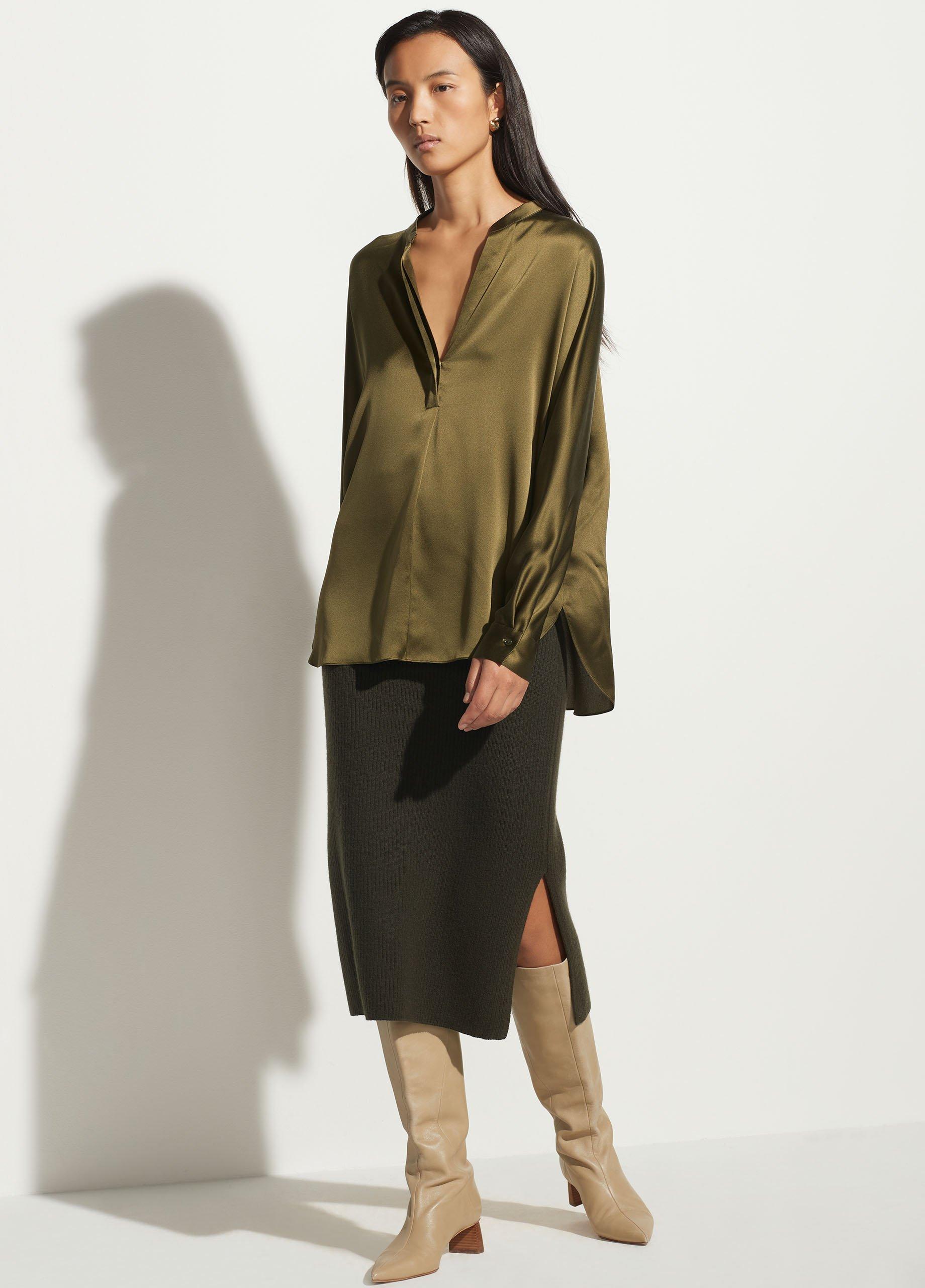 Silk Band Collar Blouse image number 0