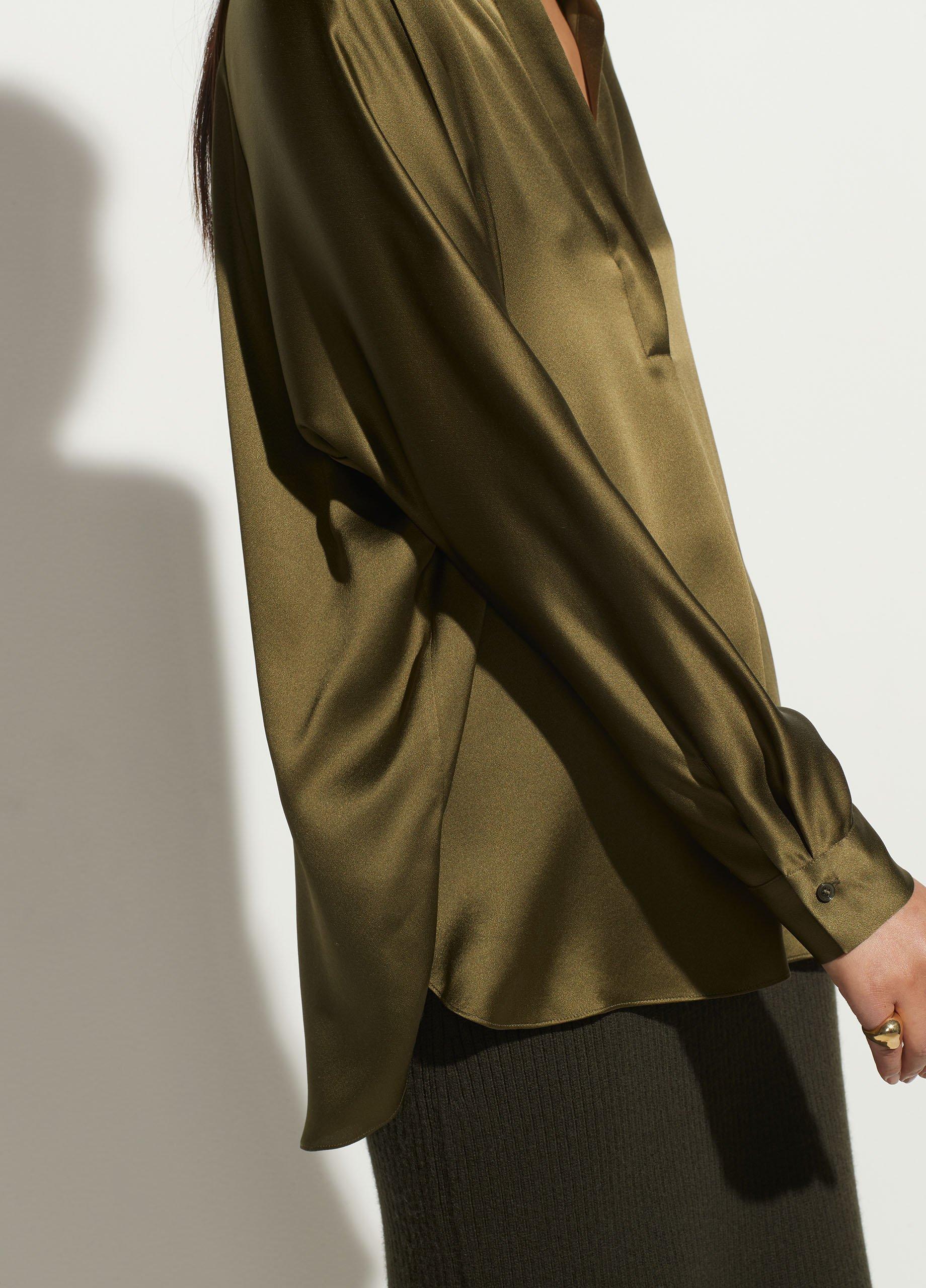 Silk Band Collar Blouse image number 1