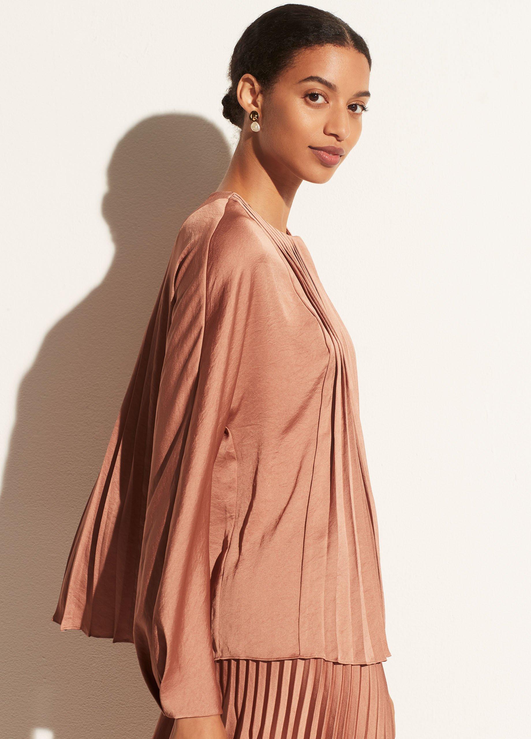 Pleated Paneled Long Sleeve Blouse in Vince Products Women