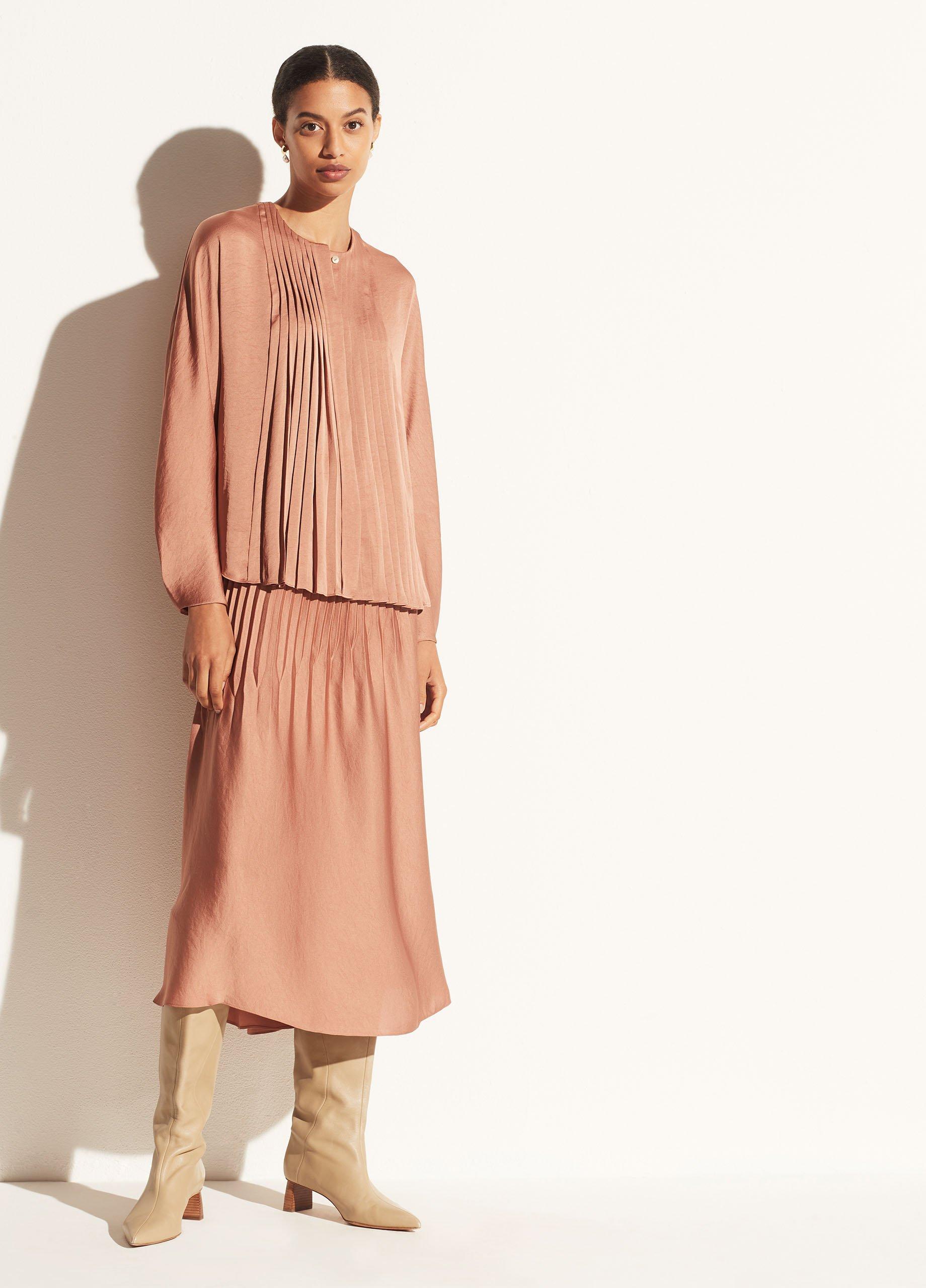 Vince pleated discount dress vintage rose