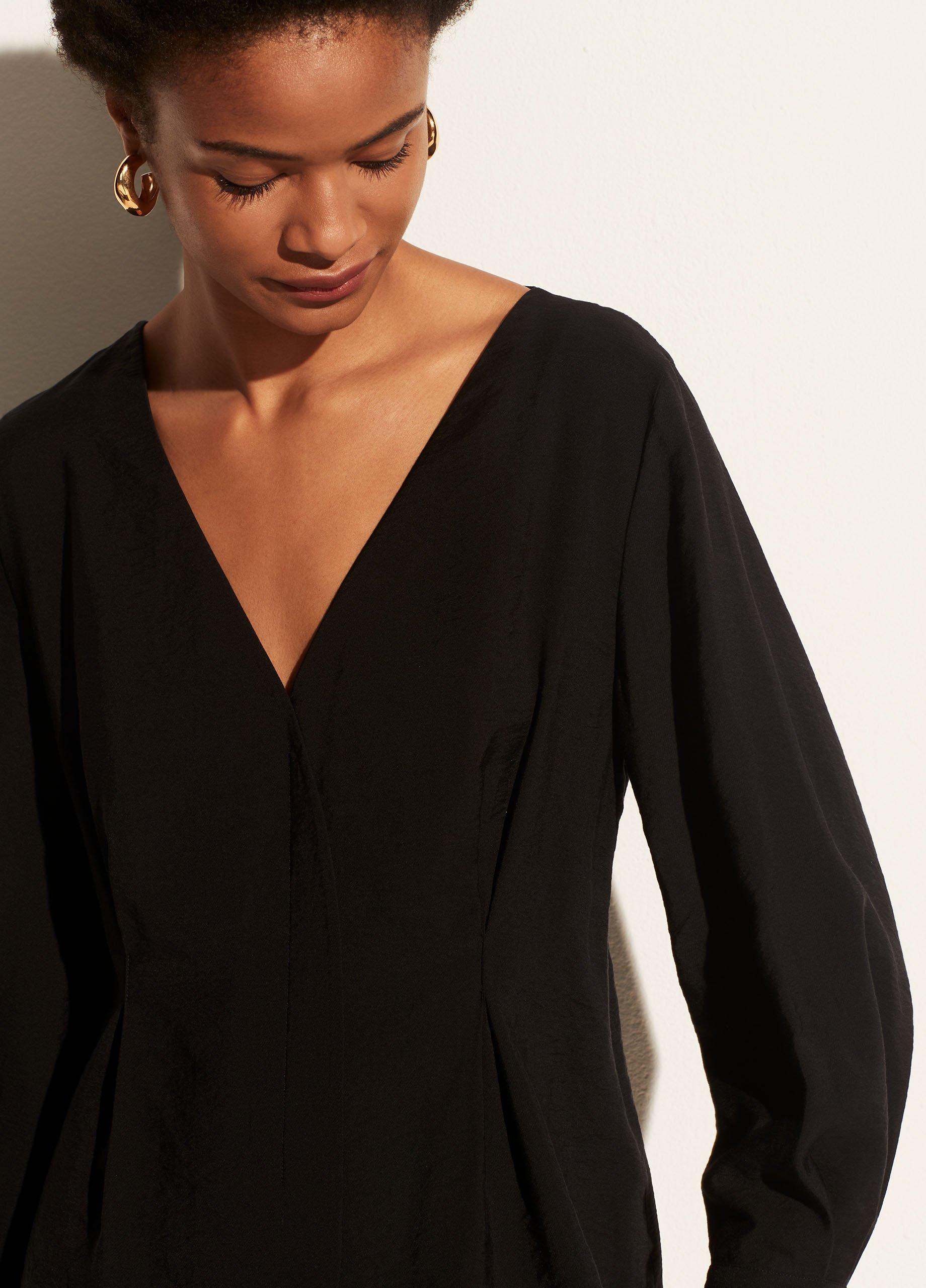 Fitted Shaped Sleeve V-Neck Blouse