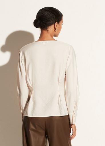 Fitted Shaped Sleeve V-Neck Blouse image number 2