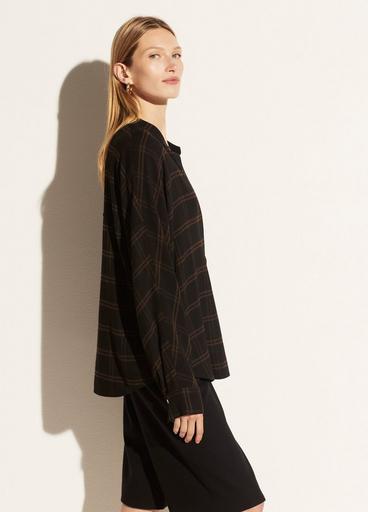 Shadow Plaid Band Collar Pullover image number 2