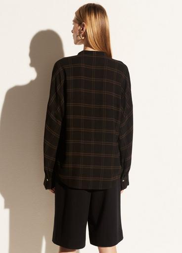 Shadow Plaid Band Collar Pullover image number 3