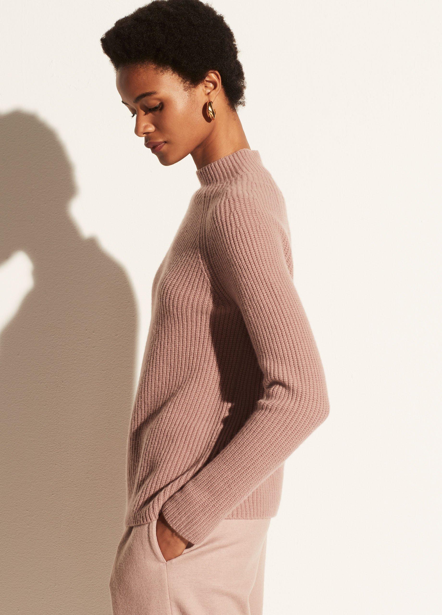 Cashmere Mock Neck Shaker Rib Pullover image number 1