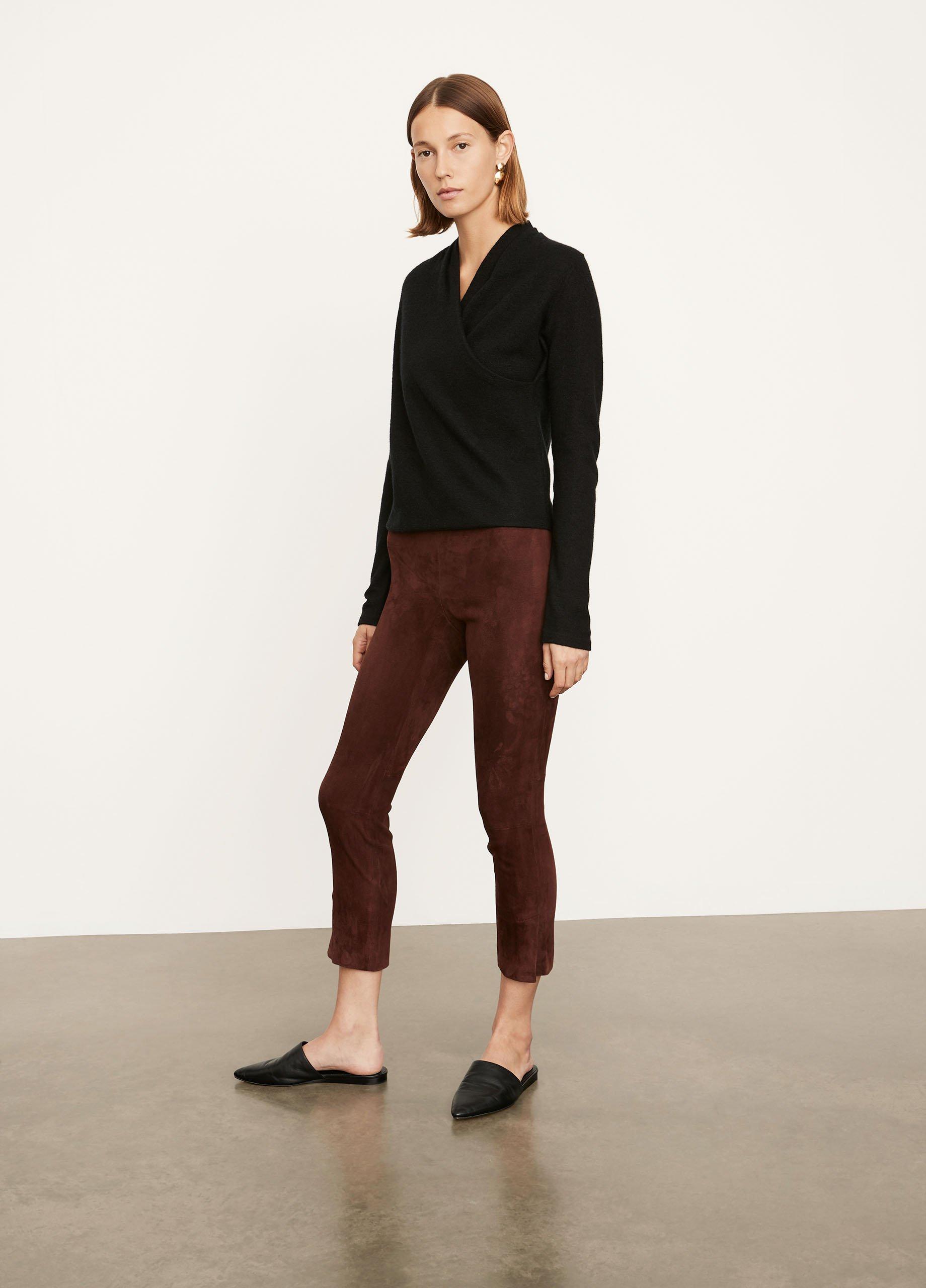 Stretch Suede Split Hem Crop Pant image number 2