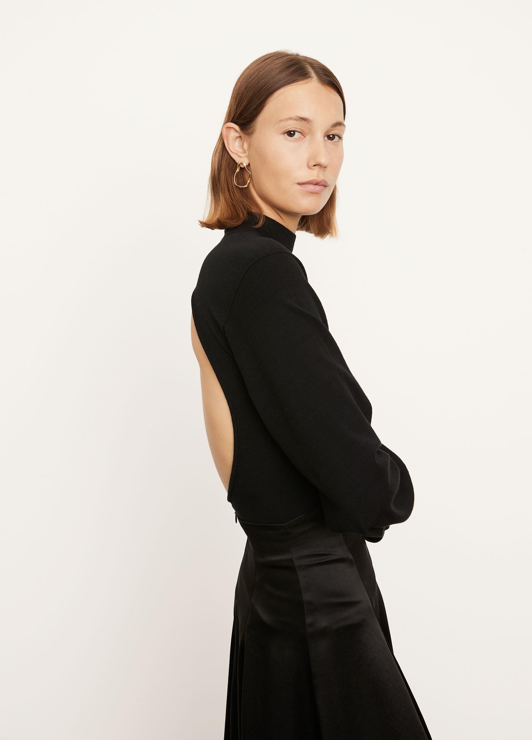 Open Back Puff Sleeve Mock Neck image number 2