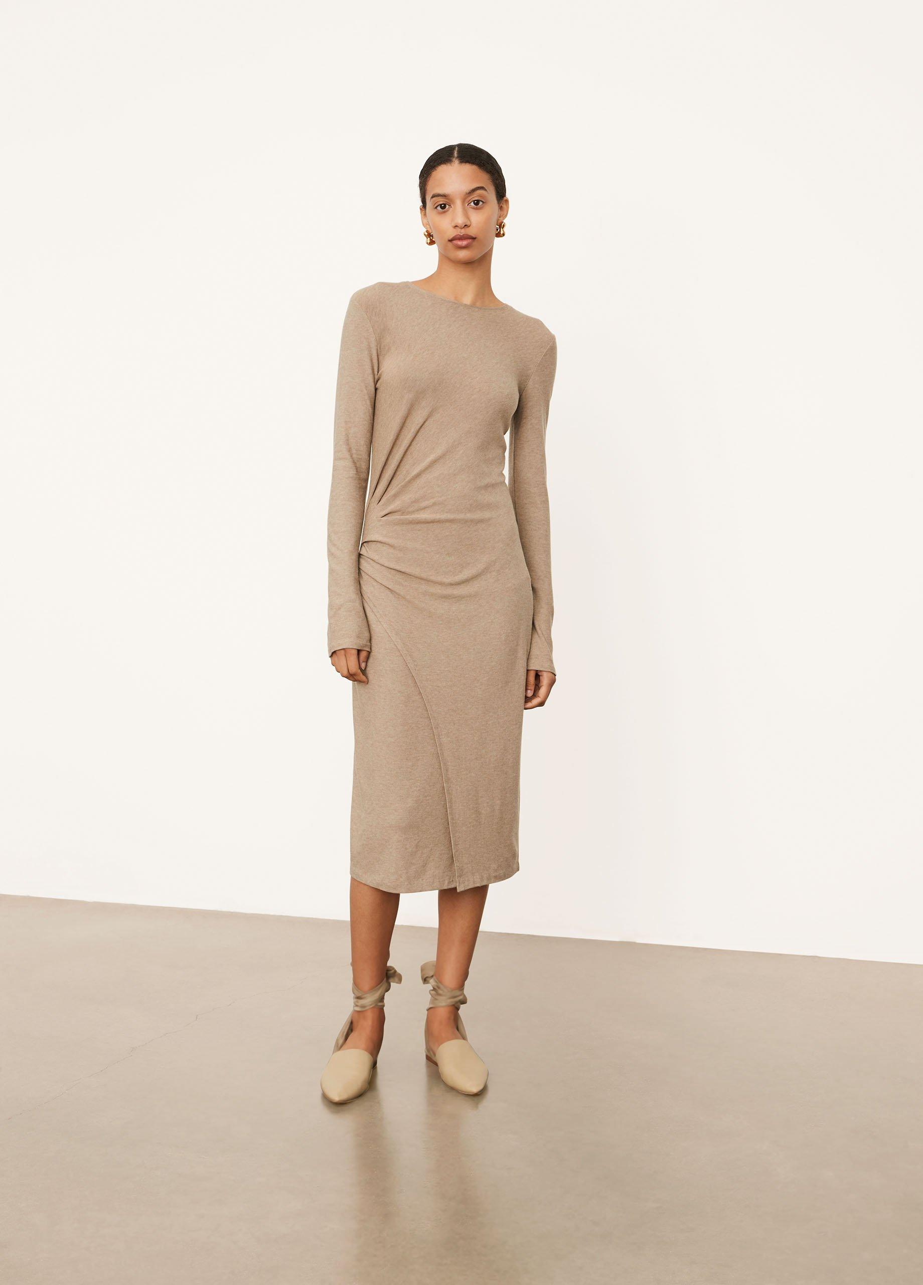 Gathered Long Sleeve Dress in Vince Products Women | Vince