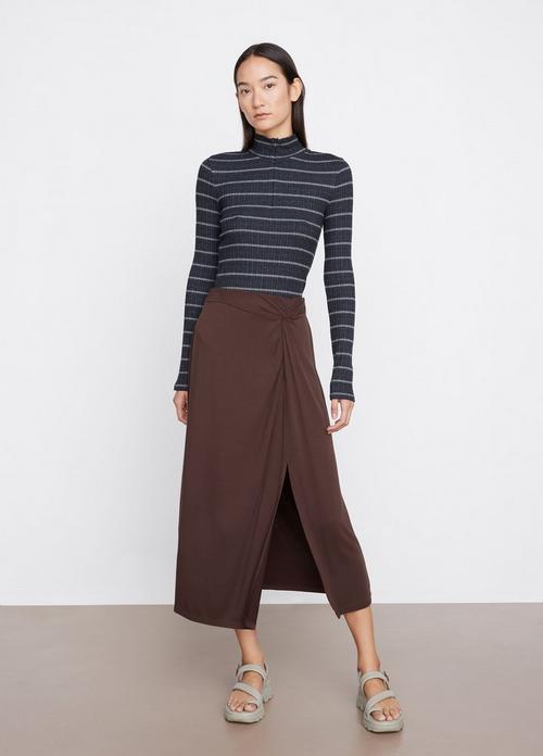 Striped Rib Half-Zip Sweater