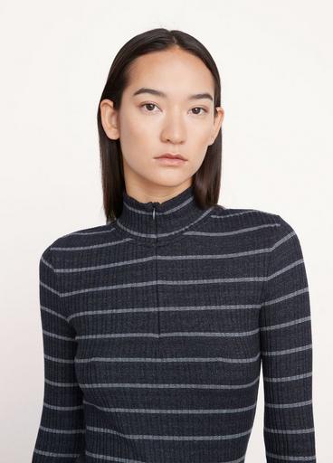 Striped Rib Half-Zip Sweater image number 1