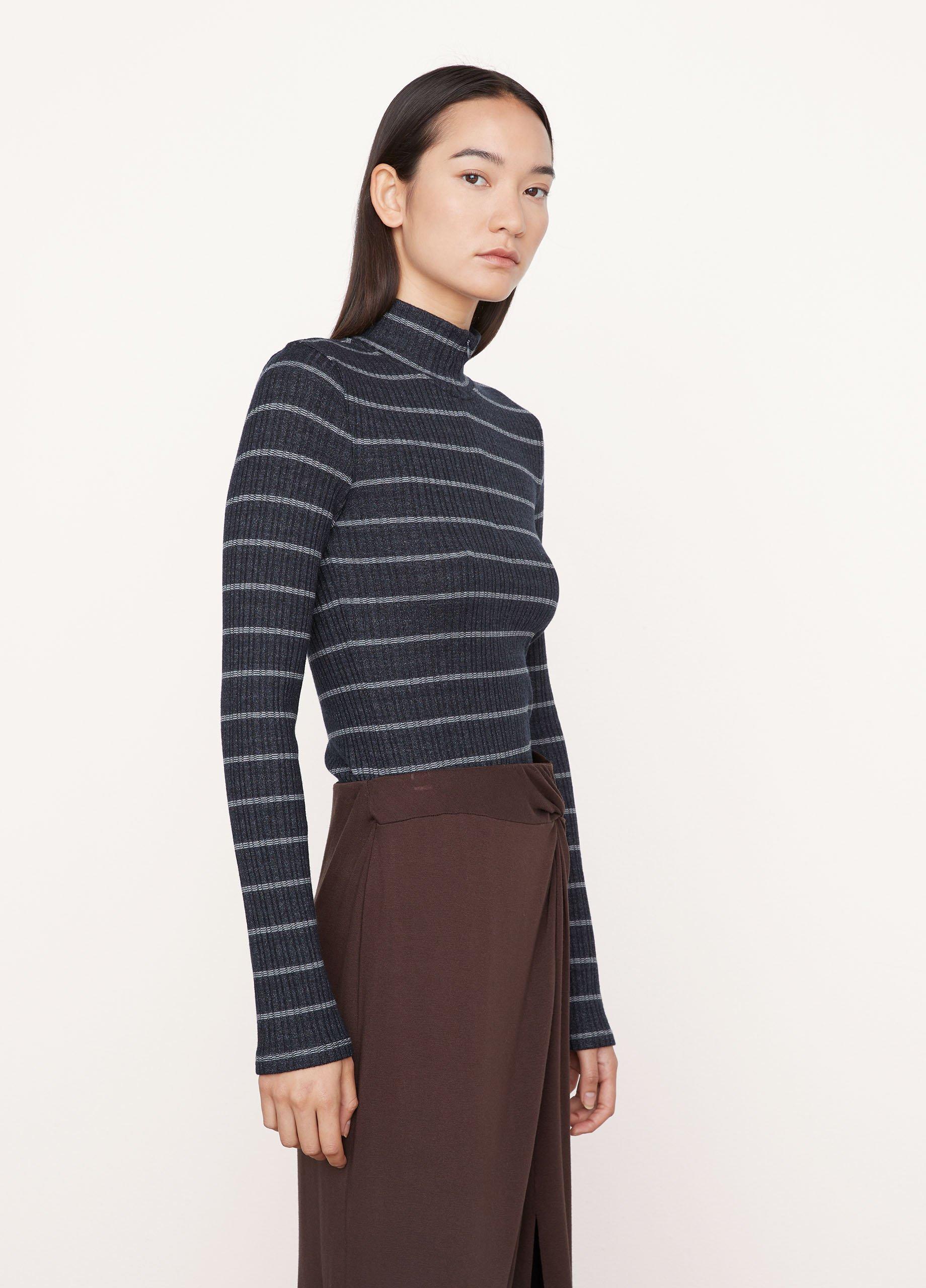 Striped Rib Half-Zip Sweater in Sweaters | Vince
