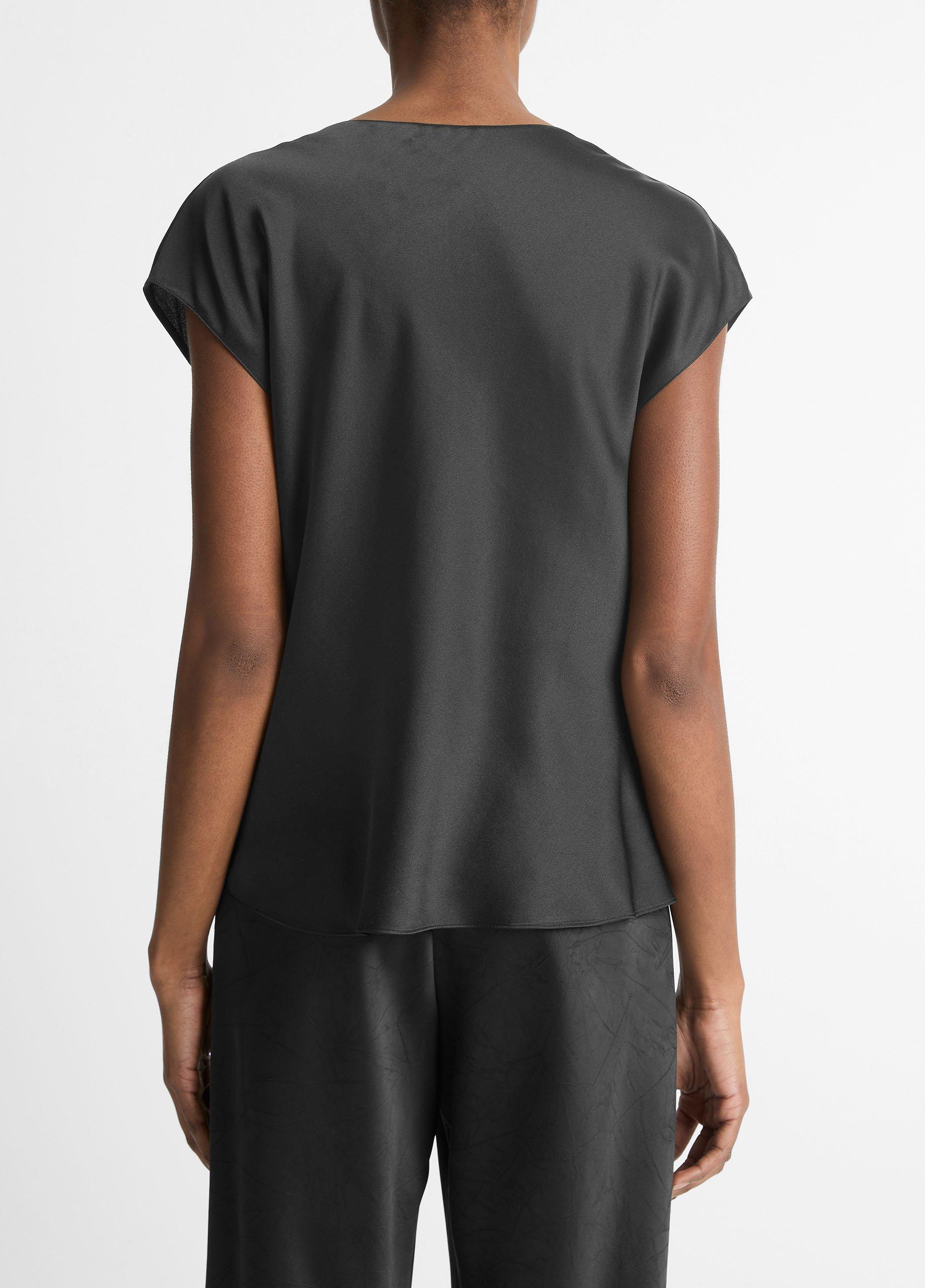 St. John outlets Black Liquid Satin Blouse