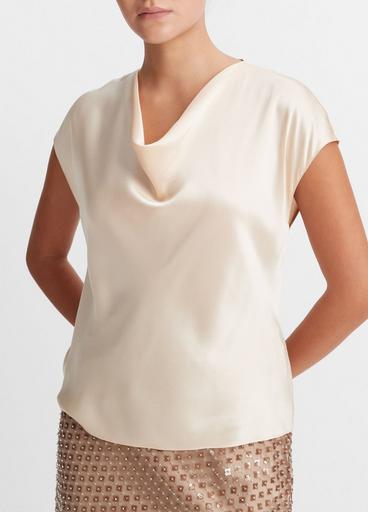 Silk Cowl-Neck Blouse in Shirts & Tees
