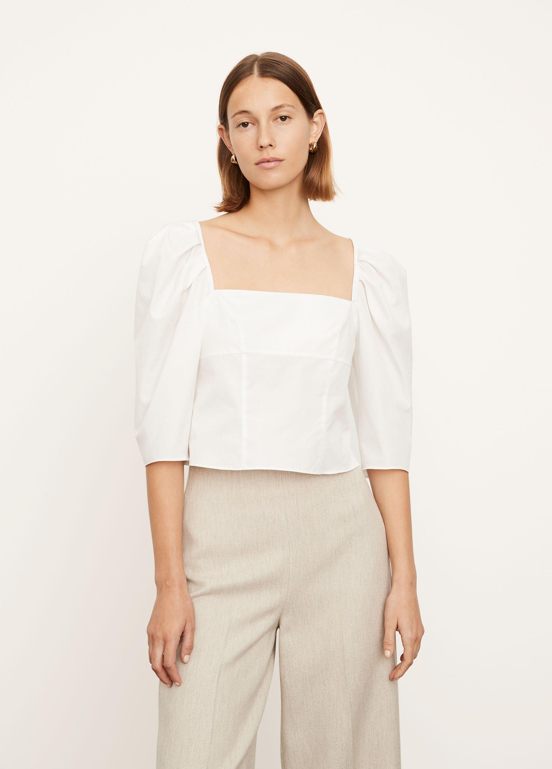 Draped Long Sleeve Square Neck Top image number 1