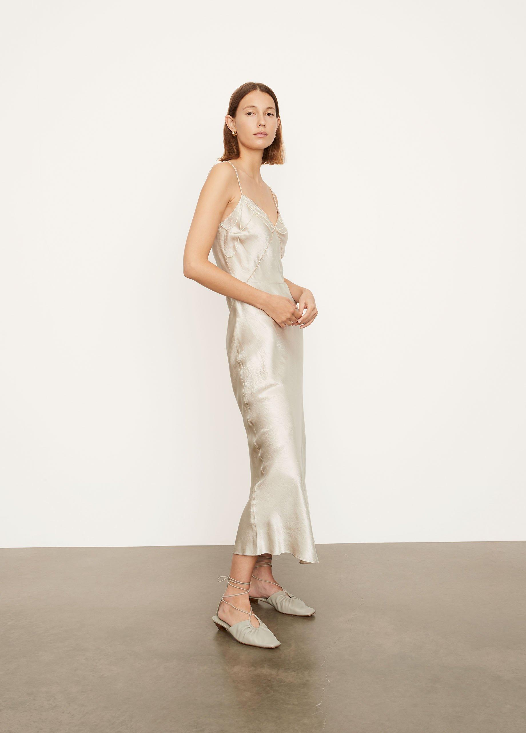 Draped Beads V-Neck Slip Dress image number 2