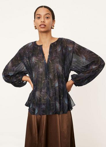 Deco Floral Pleated Blouse image number 1