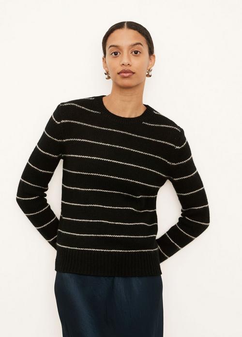 Vince Womens Striped Overlay Crew