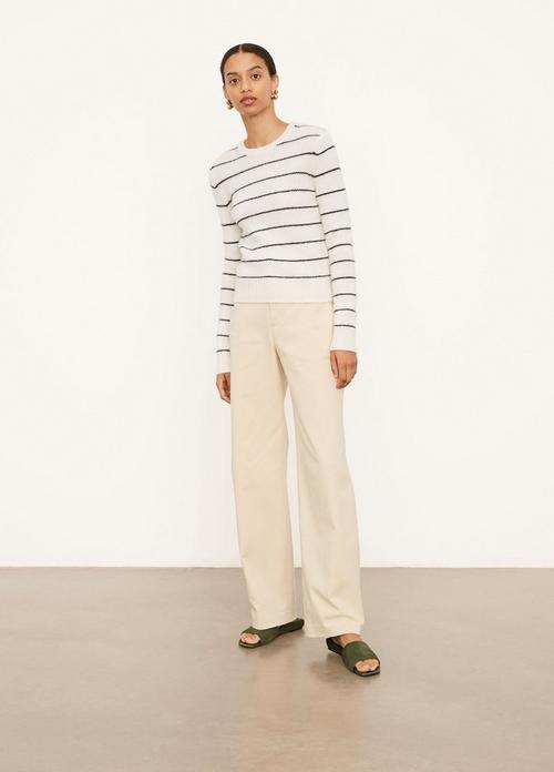 Cashmere Striped Fitted Crew Neck