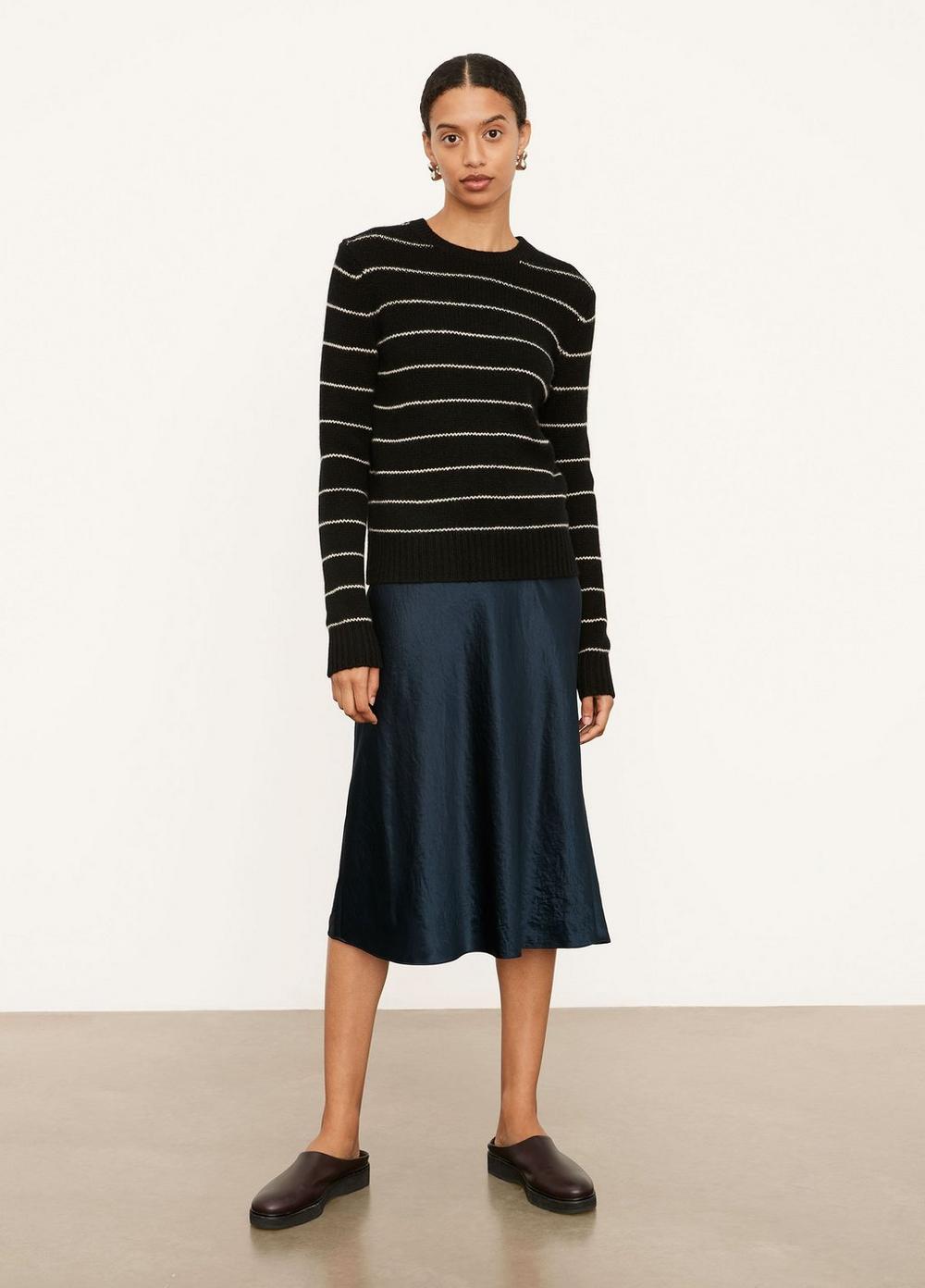 Vince Cashmere Striped Fitted Crew Neck