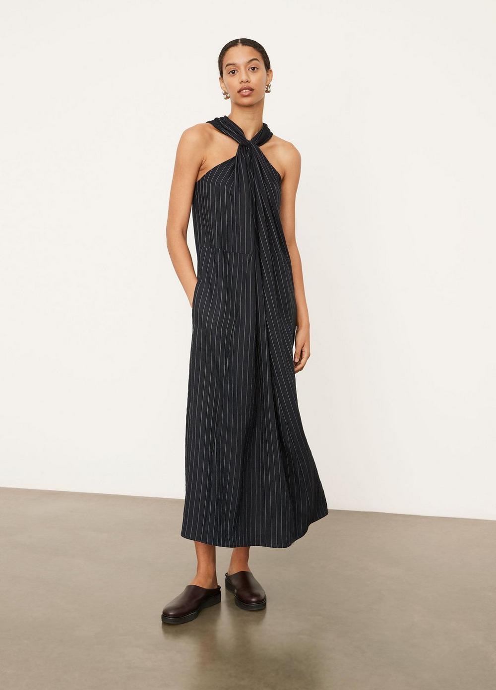 Stripe Twist Front Halter Dress