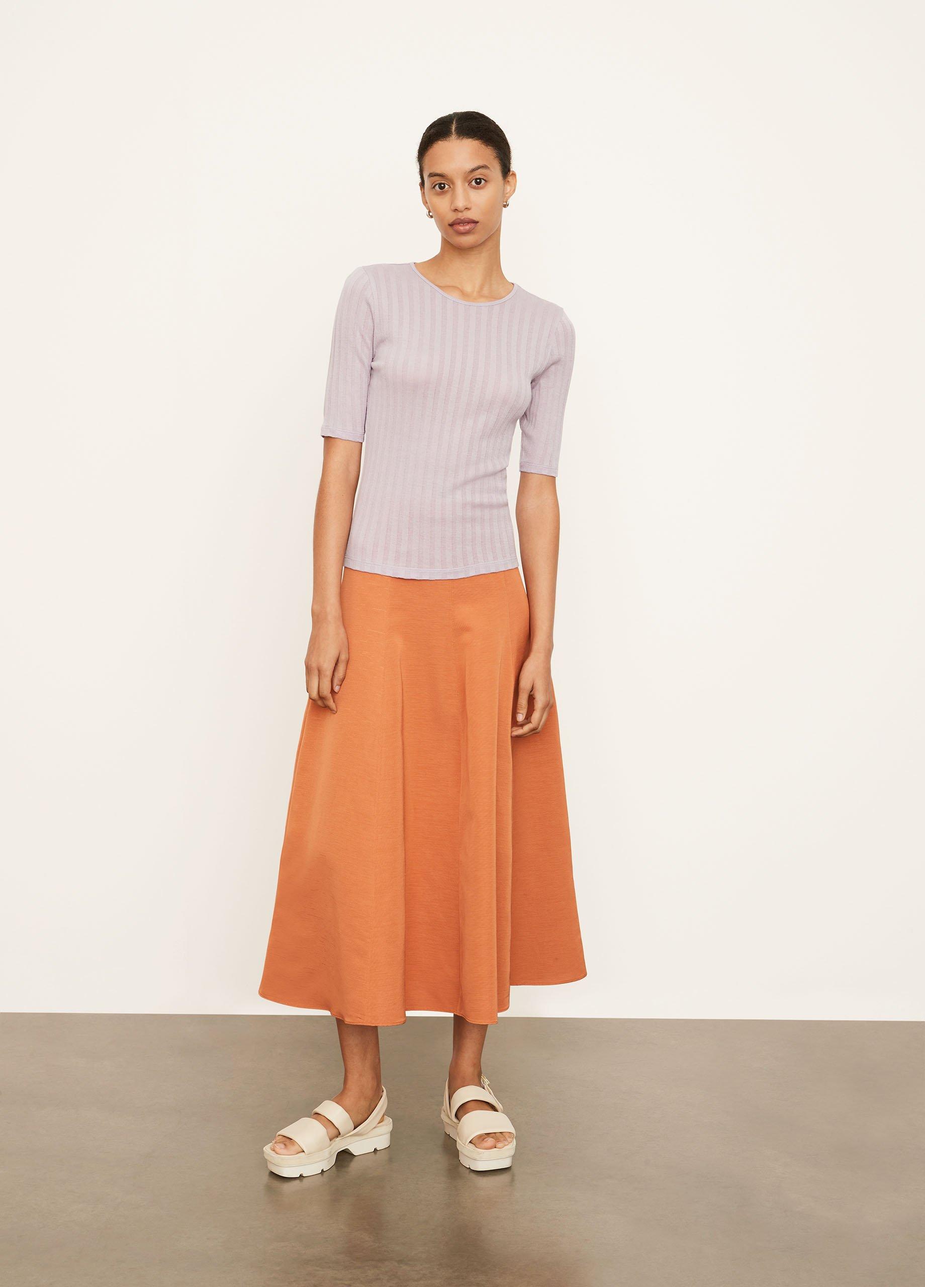 Ribbed Elbow Sleeve Crew Neck T-Shirt image number 0