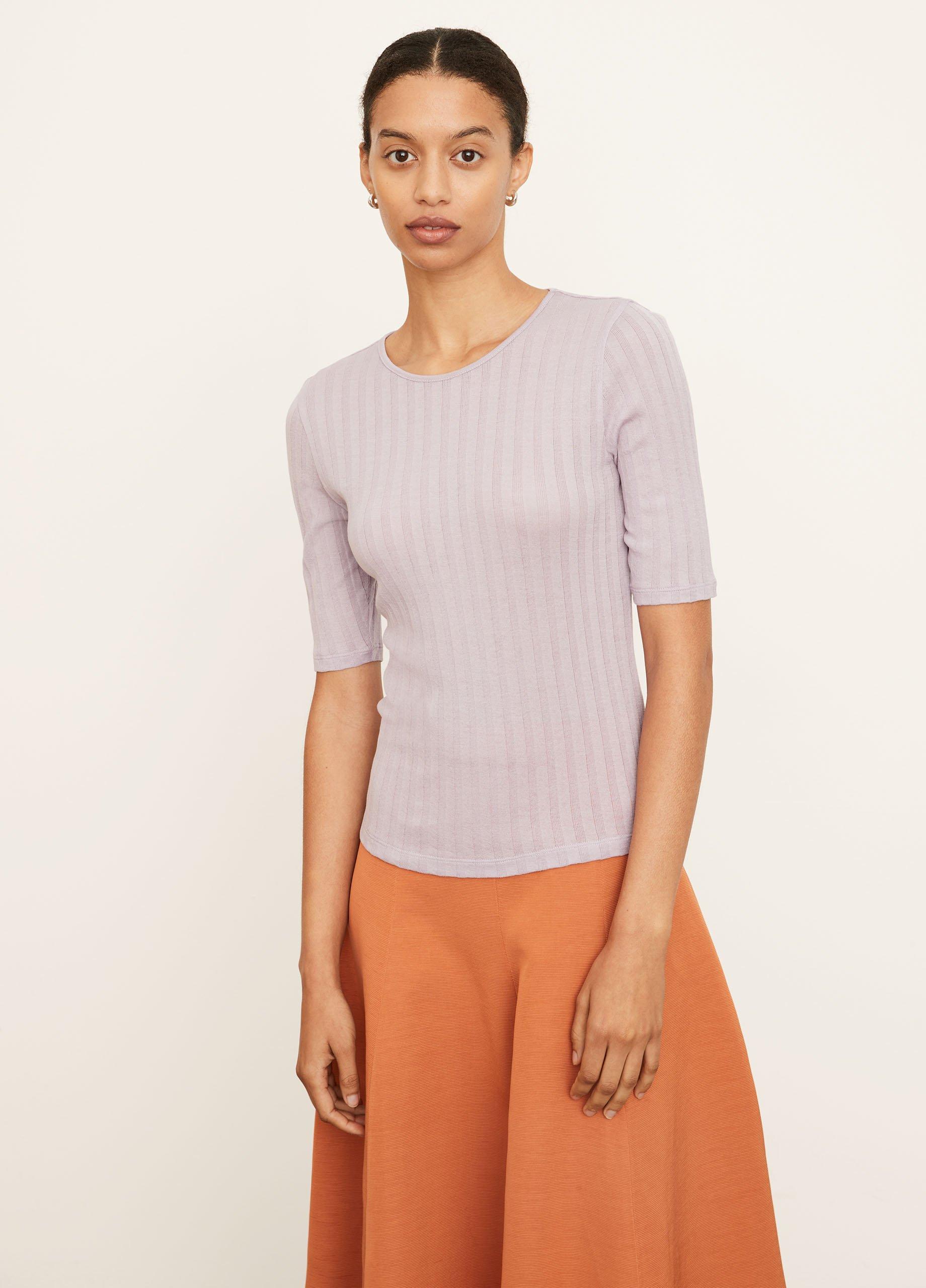 Ribbed Elbow Sleeve Crew Neck T-Shirt image number 1