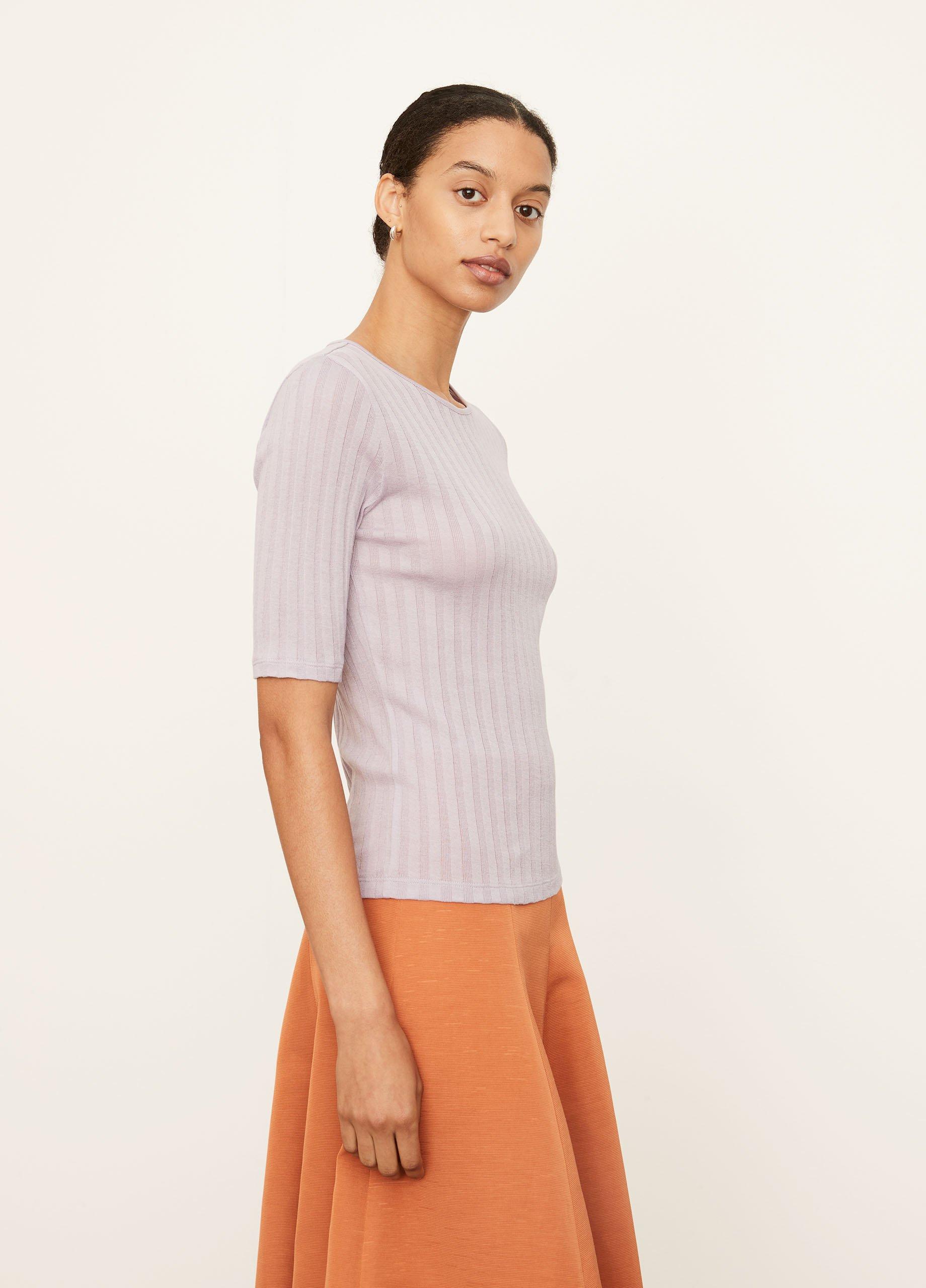 Ribbed Elbow Sleeve Crew Neck T-Shirt image number 2