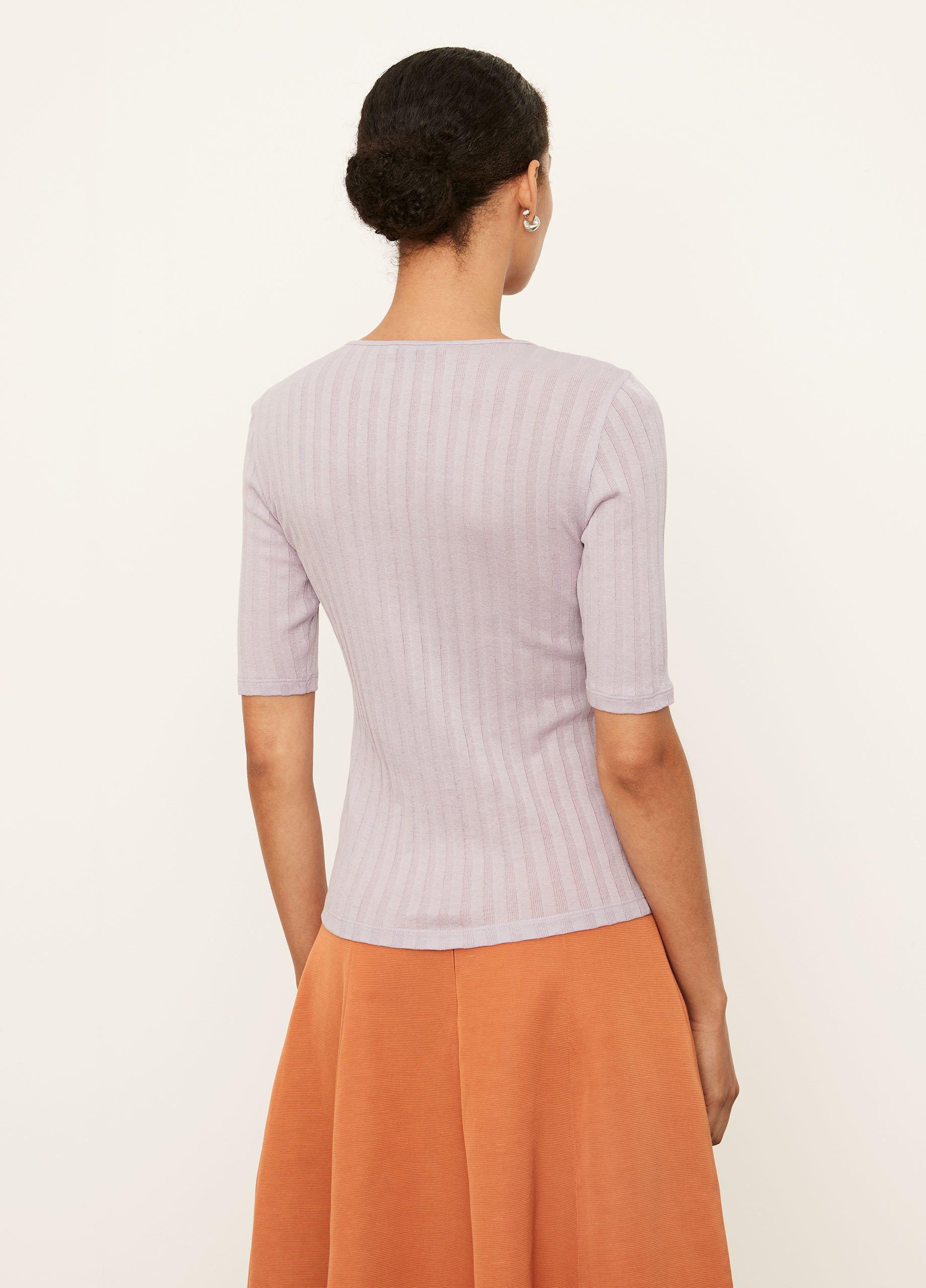 Ribbed Elbow Sleeve Crew Neck T-Shirt image number 3