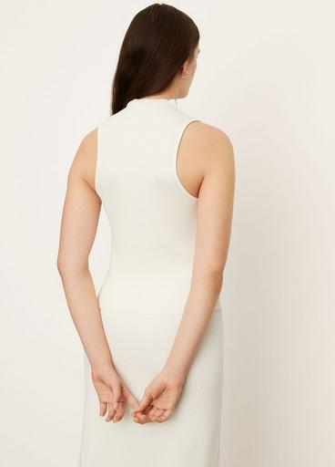 Sleeveless Ribbed Mock Neck Top image number 3