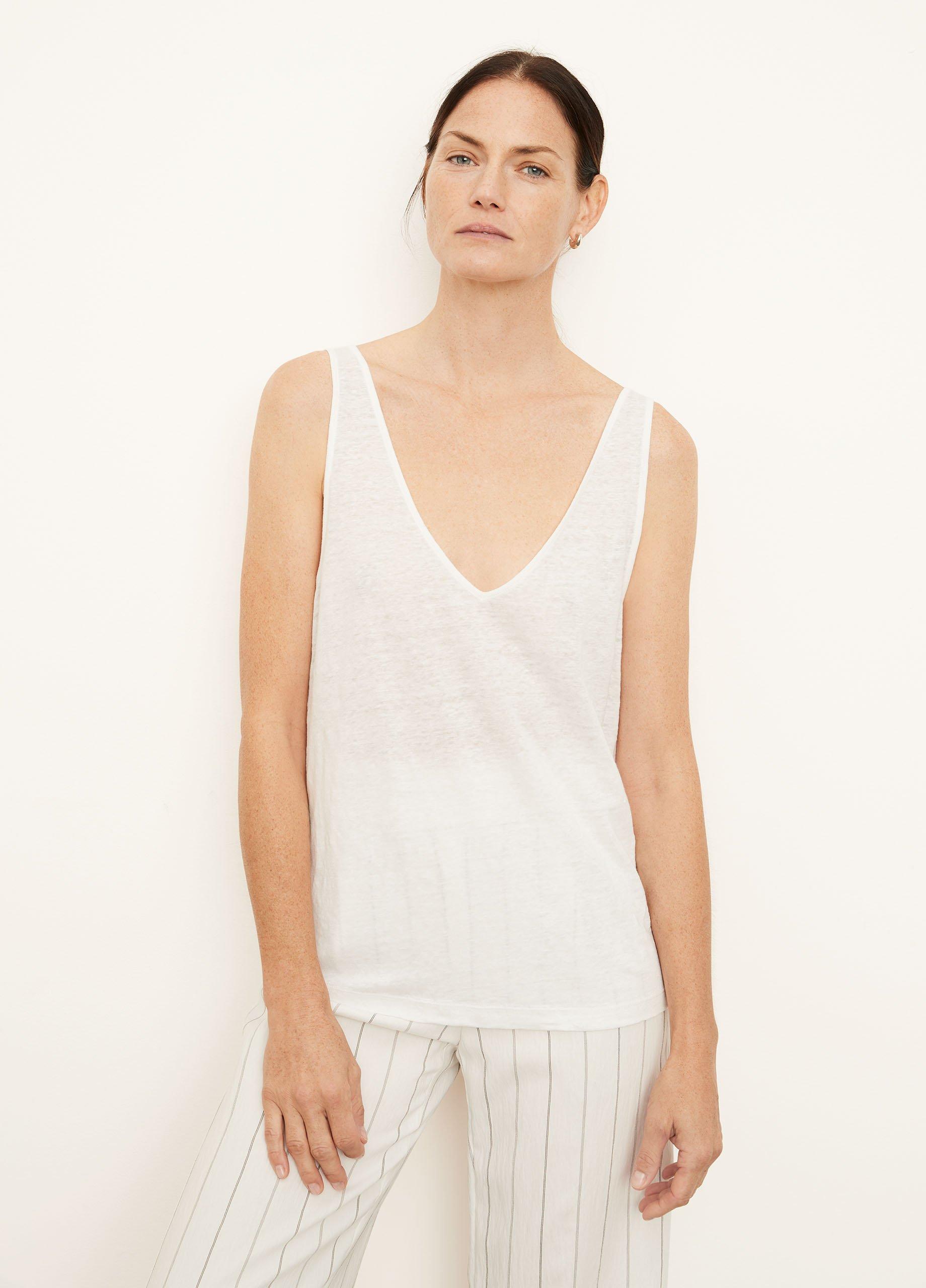 Linen Double V-Neck Camisole image number 1