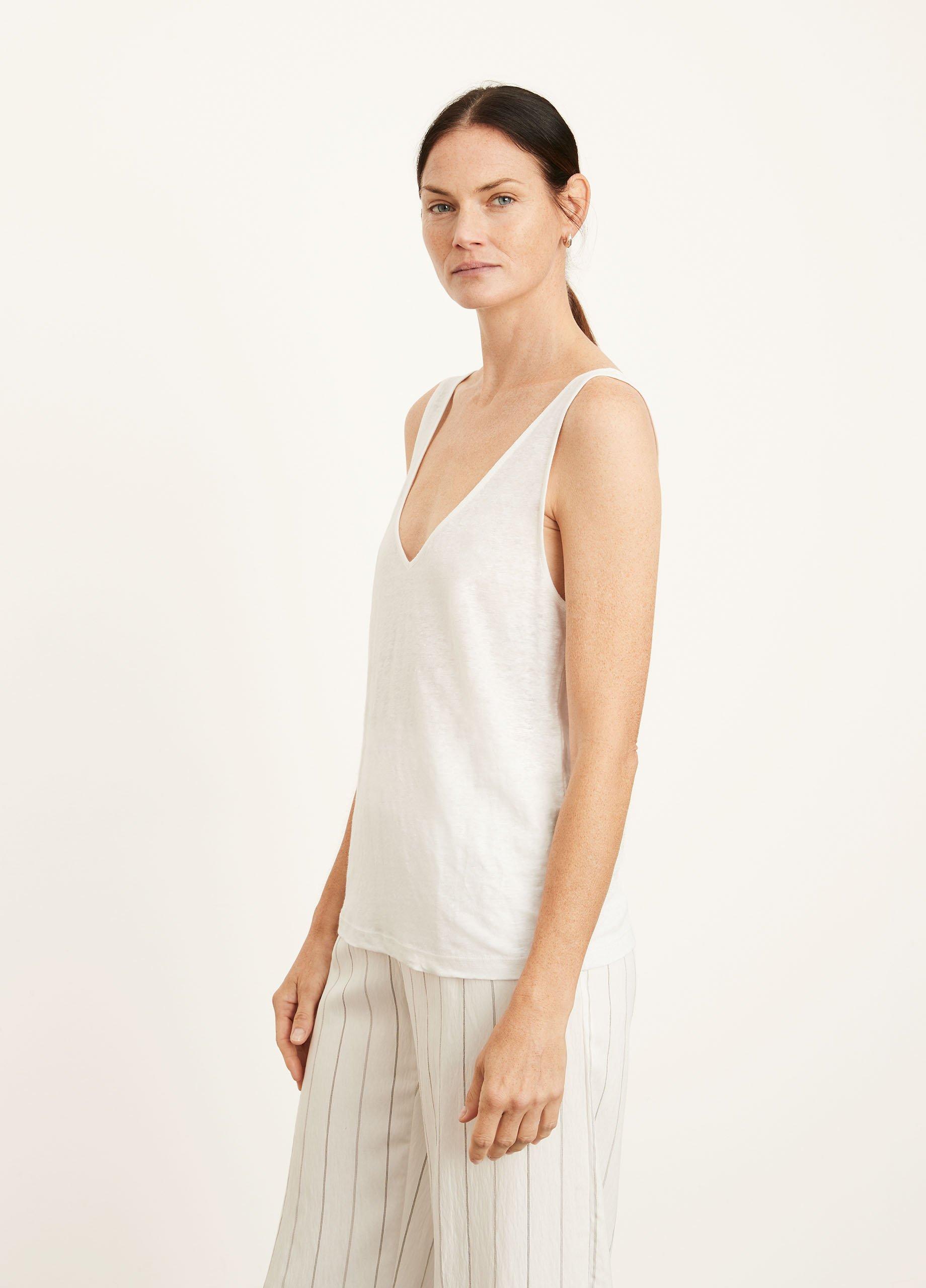 Linen Blend V-Neck Cami - Preview - Cloud Dancer