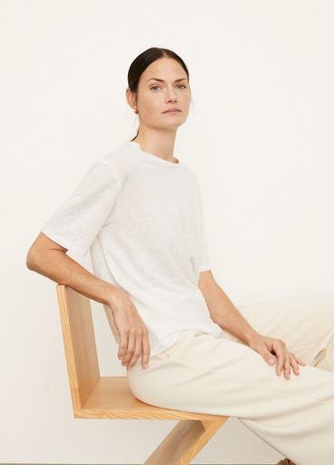Linen Short Sleeve Relaxed Crew Neck Tee image number 1