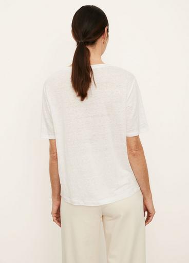 Linen Short Sleeve Relaxed Crew Neck Tee image number 3