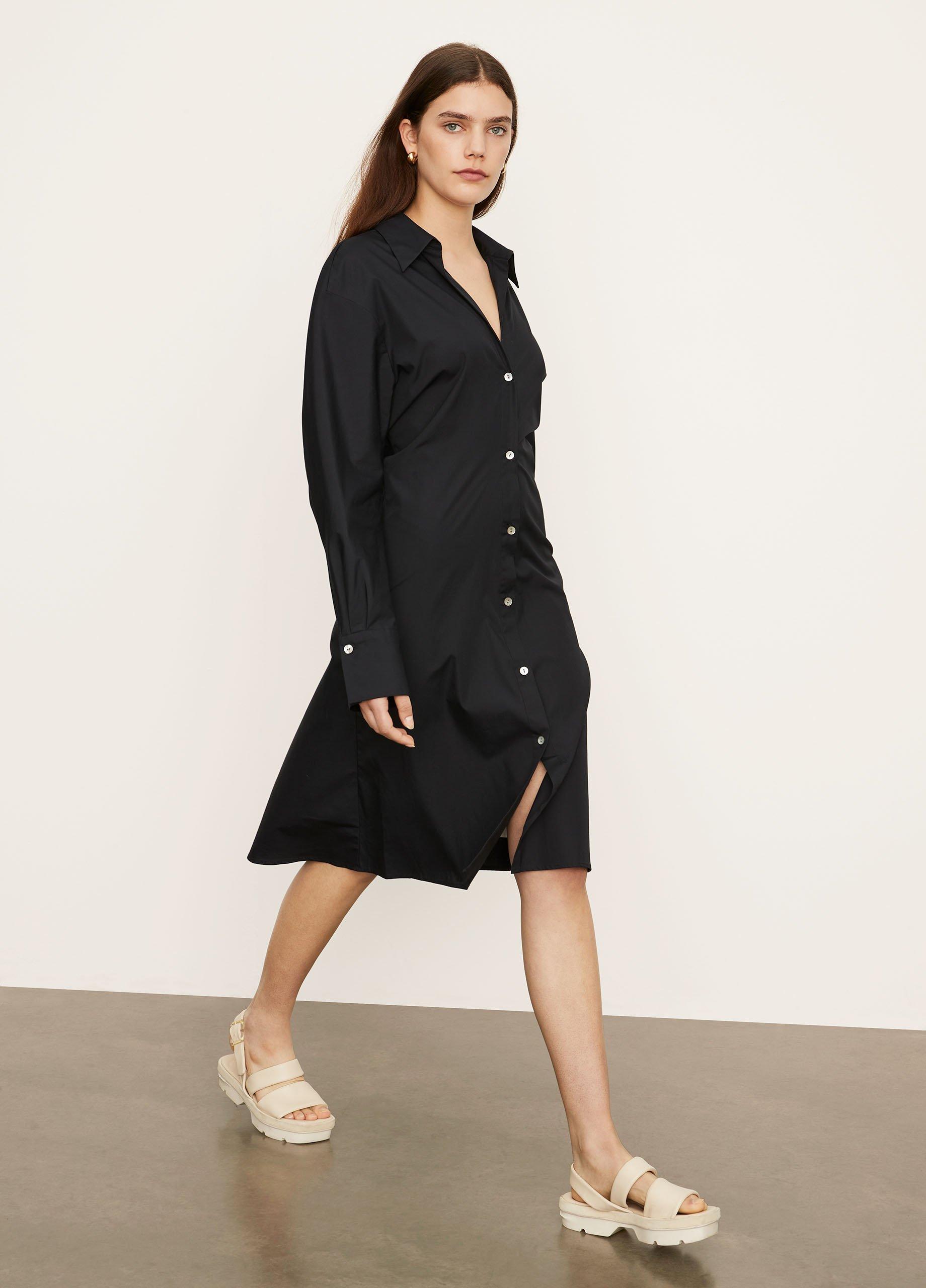 navy fitted shirt dress