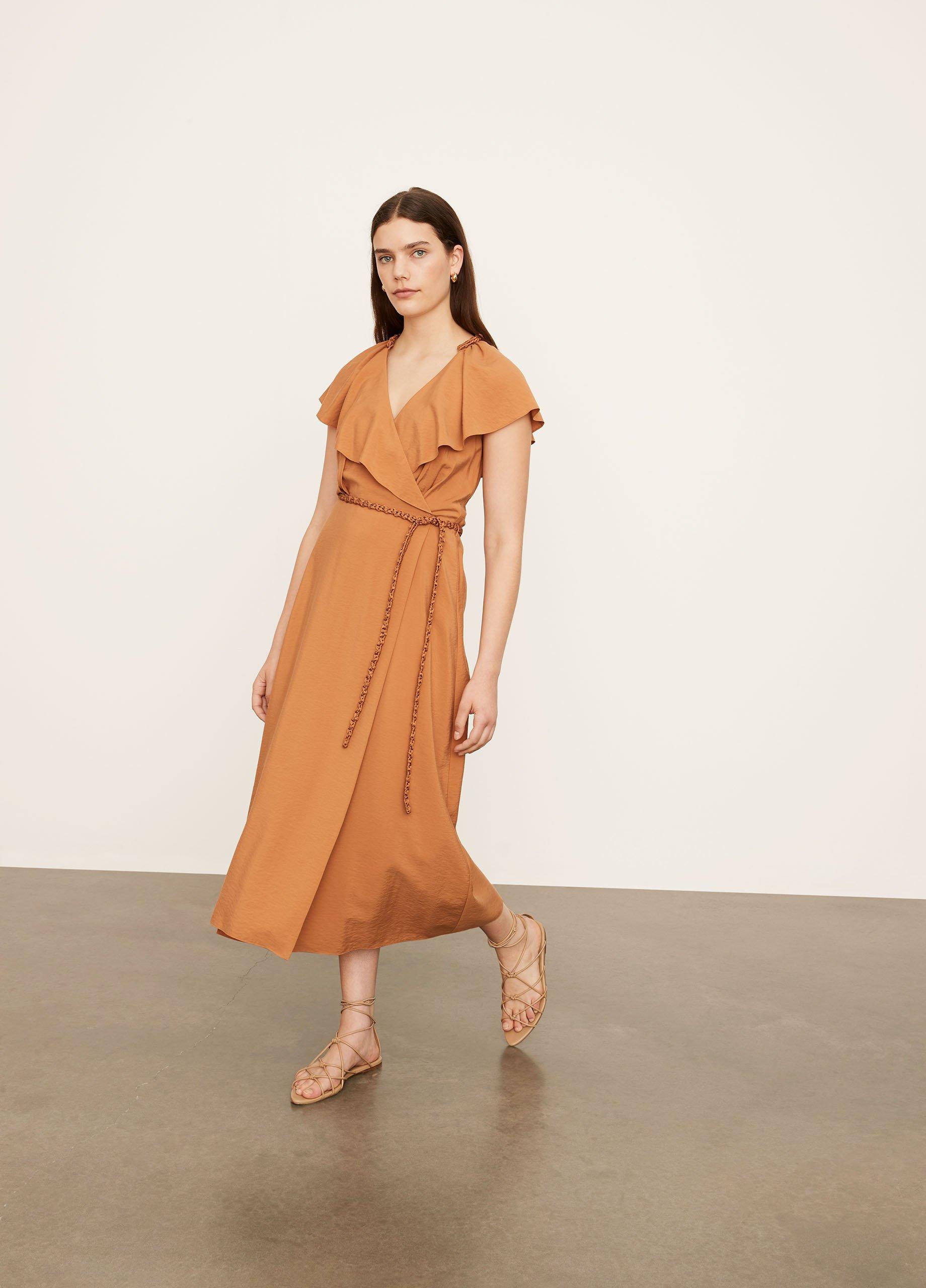 Braid Trim Flutter-Sleeve Wrap Dress image number 2