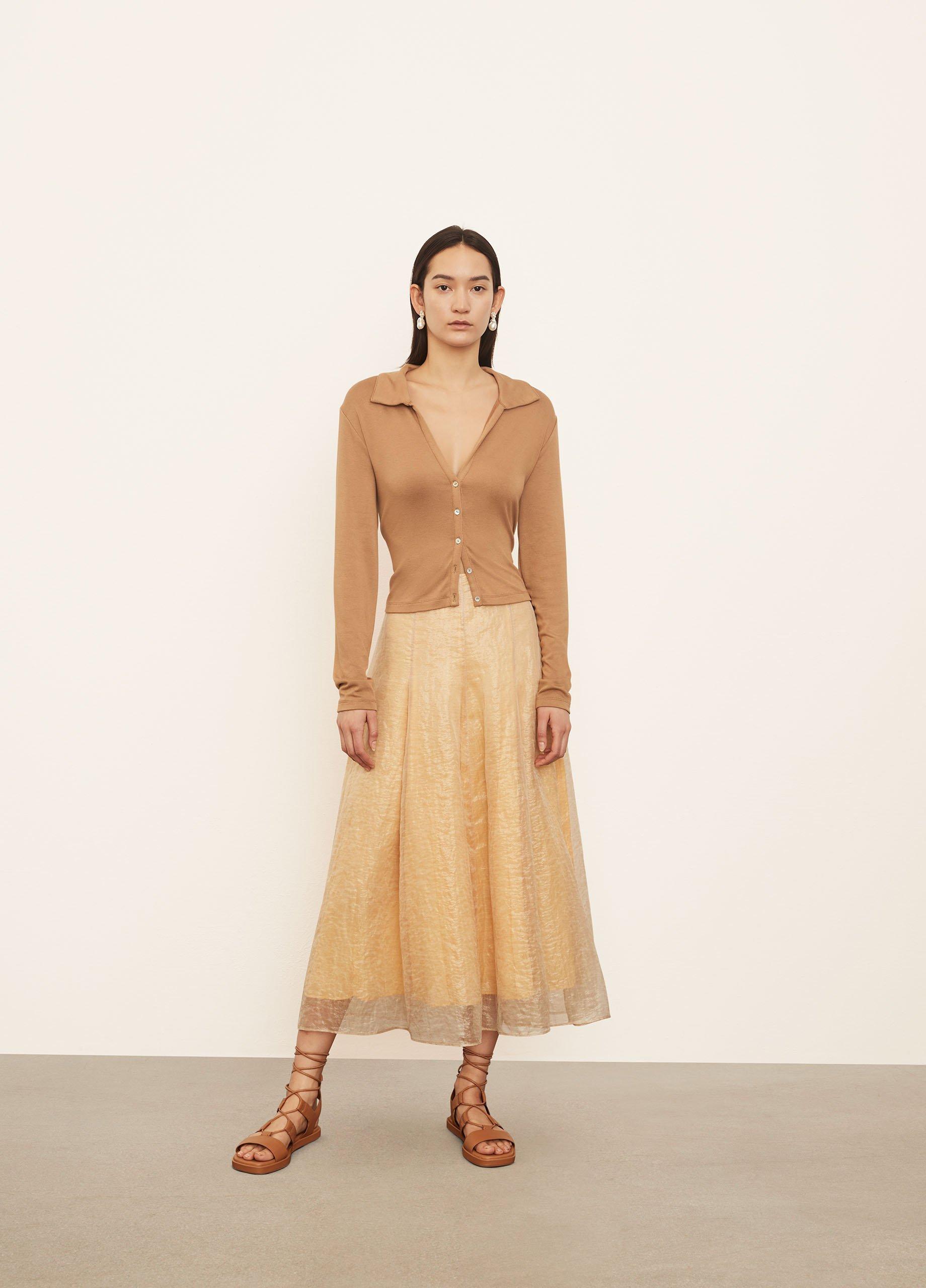Sheer Paneled Slip Skirt image number 0