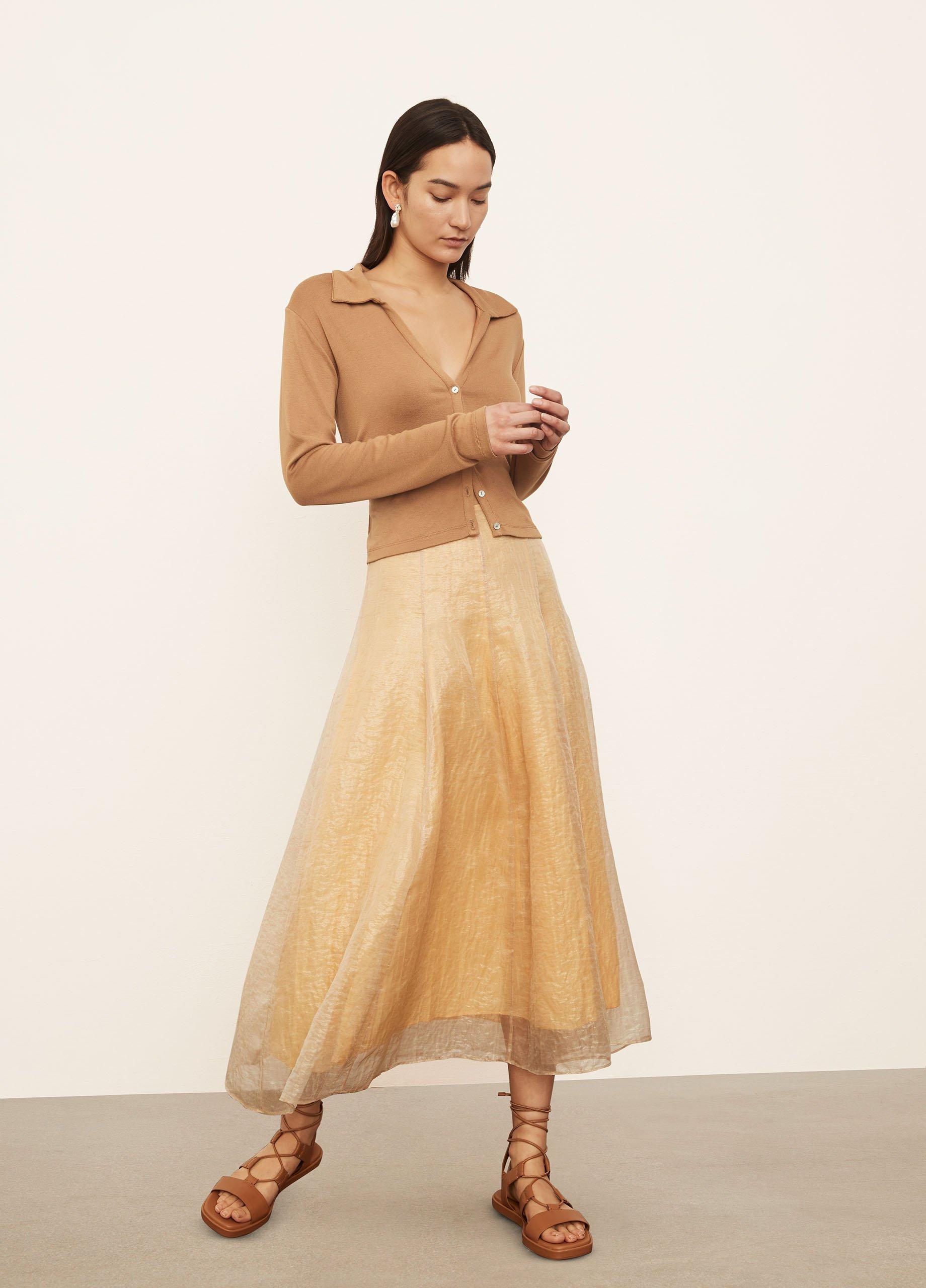 Sheer Paneled Slip Skirt image number 1