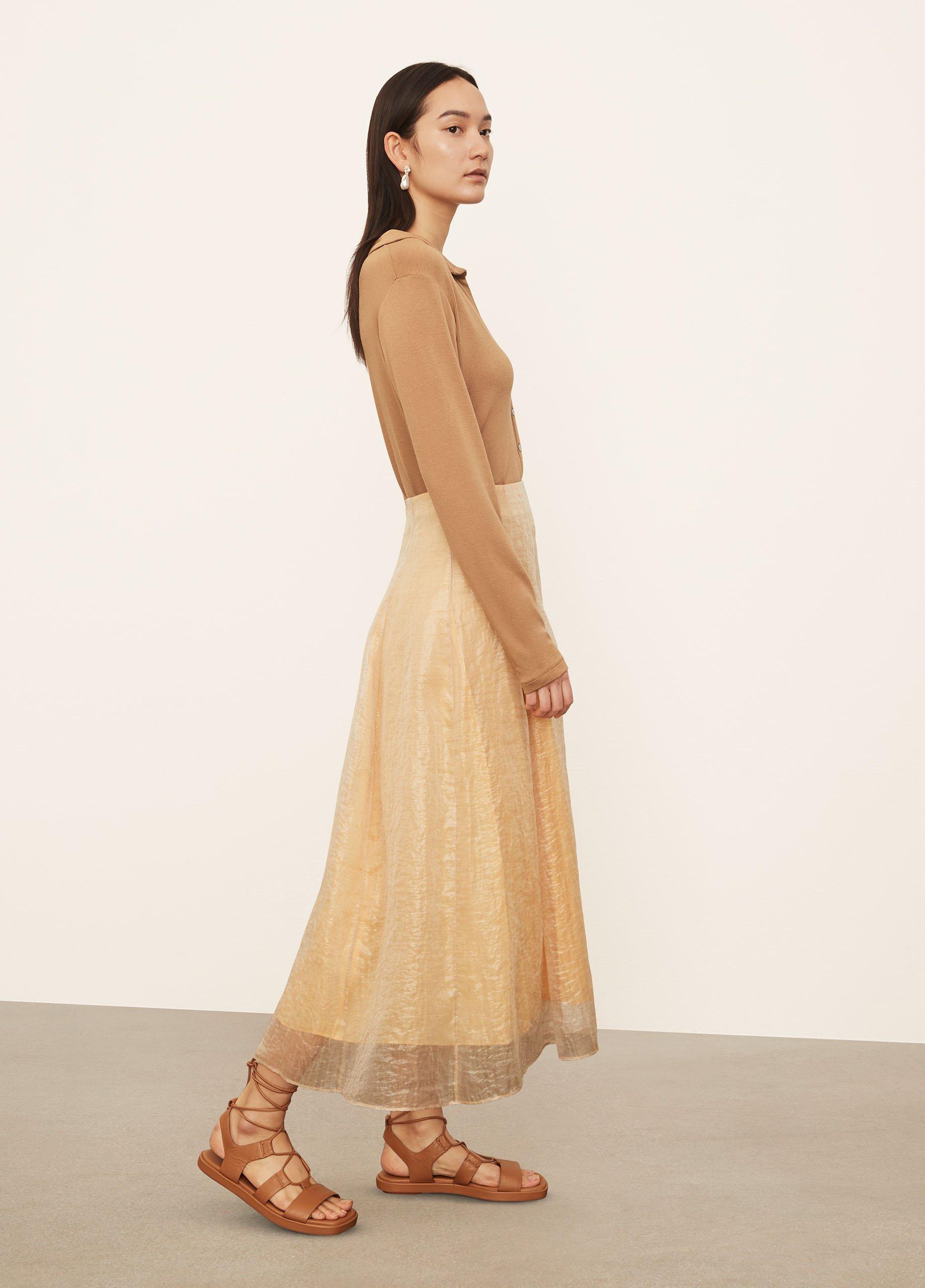 Sheer Paneled Slip Skirt image number 2