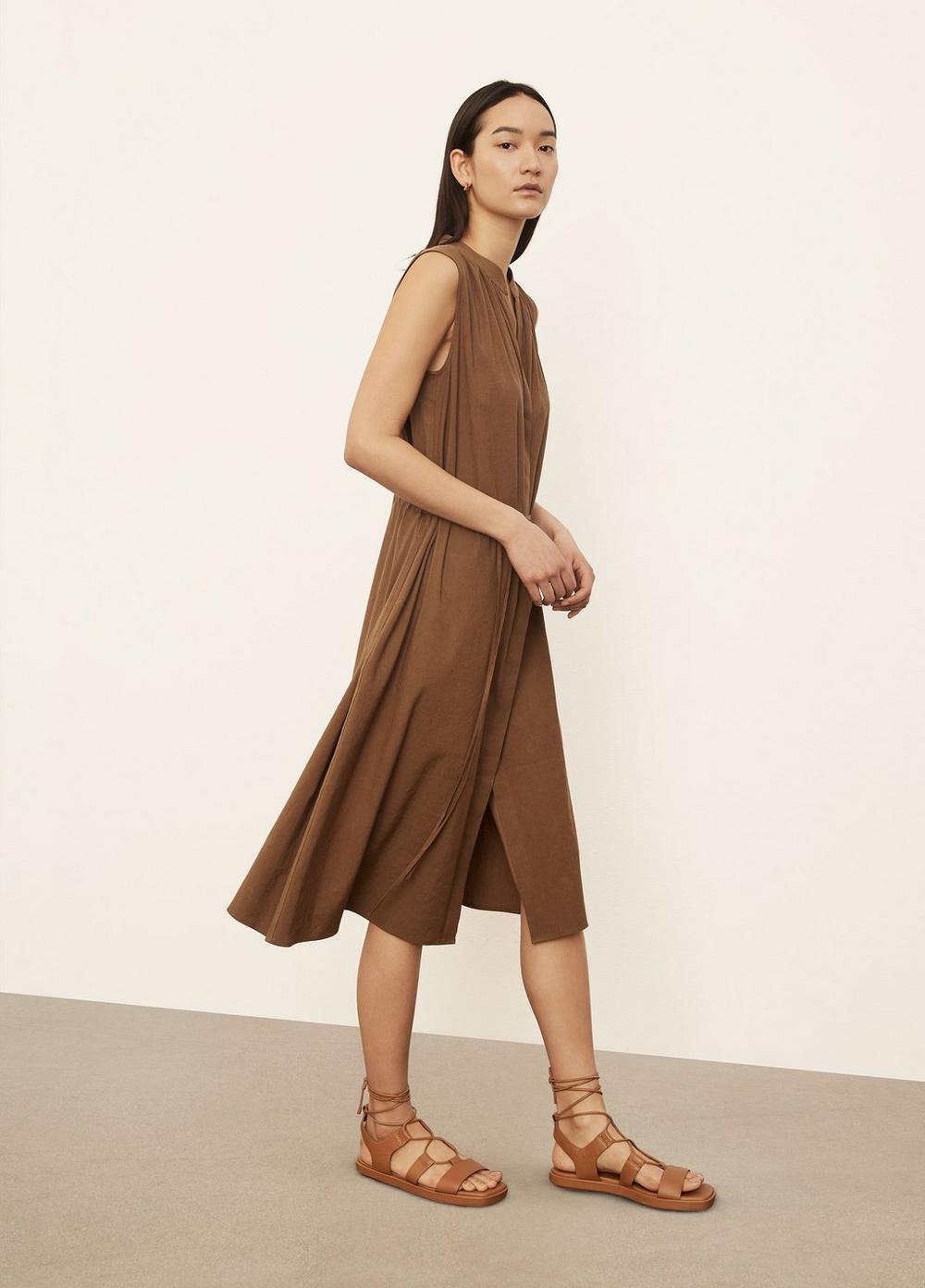Sleeveless Shirred Band Collar Dress in Vince Products Women | Vince