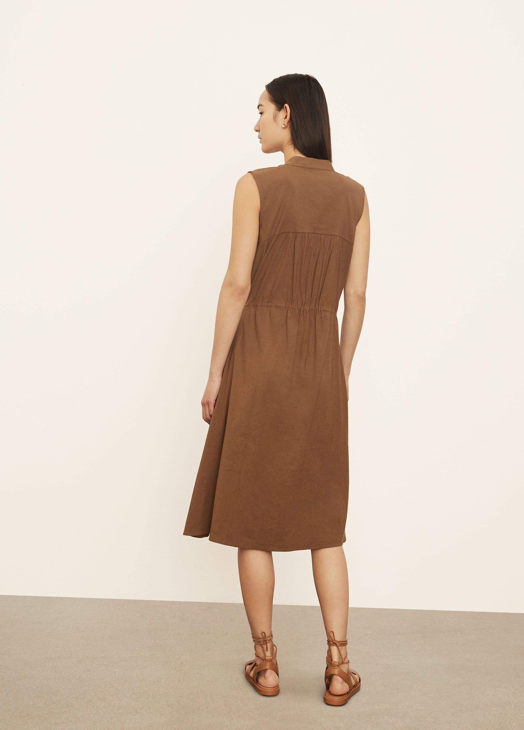 Sleeveless Shirred Band Collar Dress image number 3