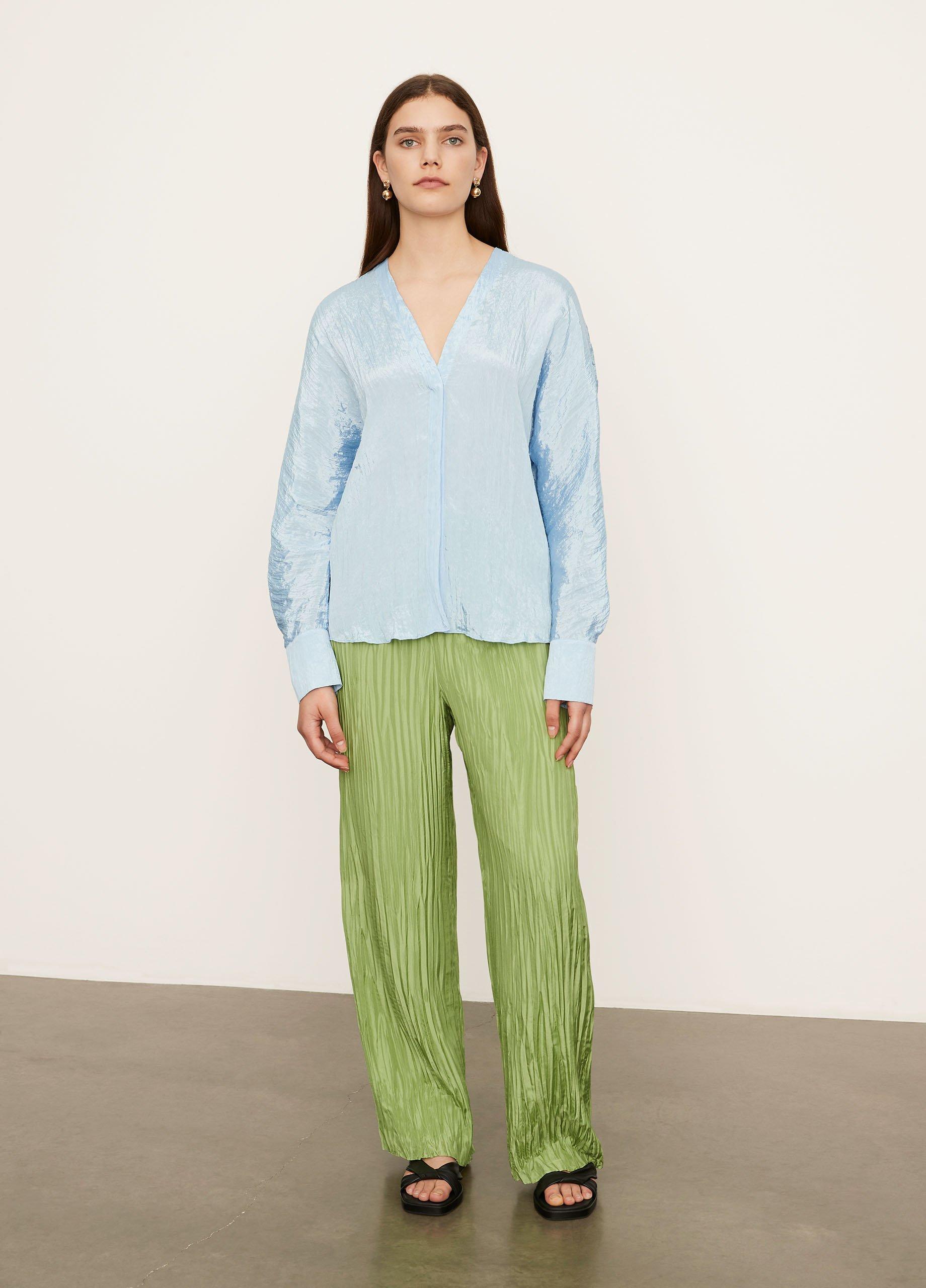 Long Sleeve Double V-Neck Blouse image number 0