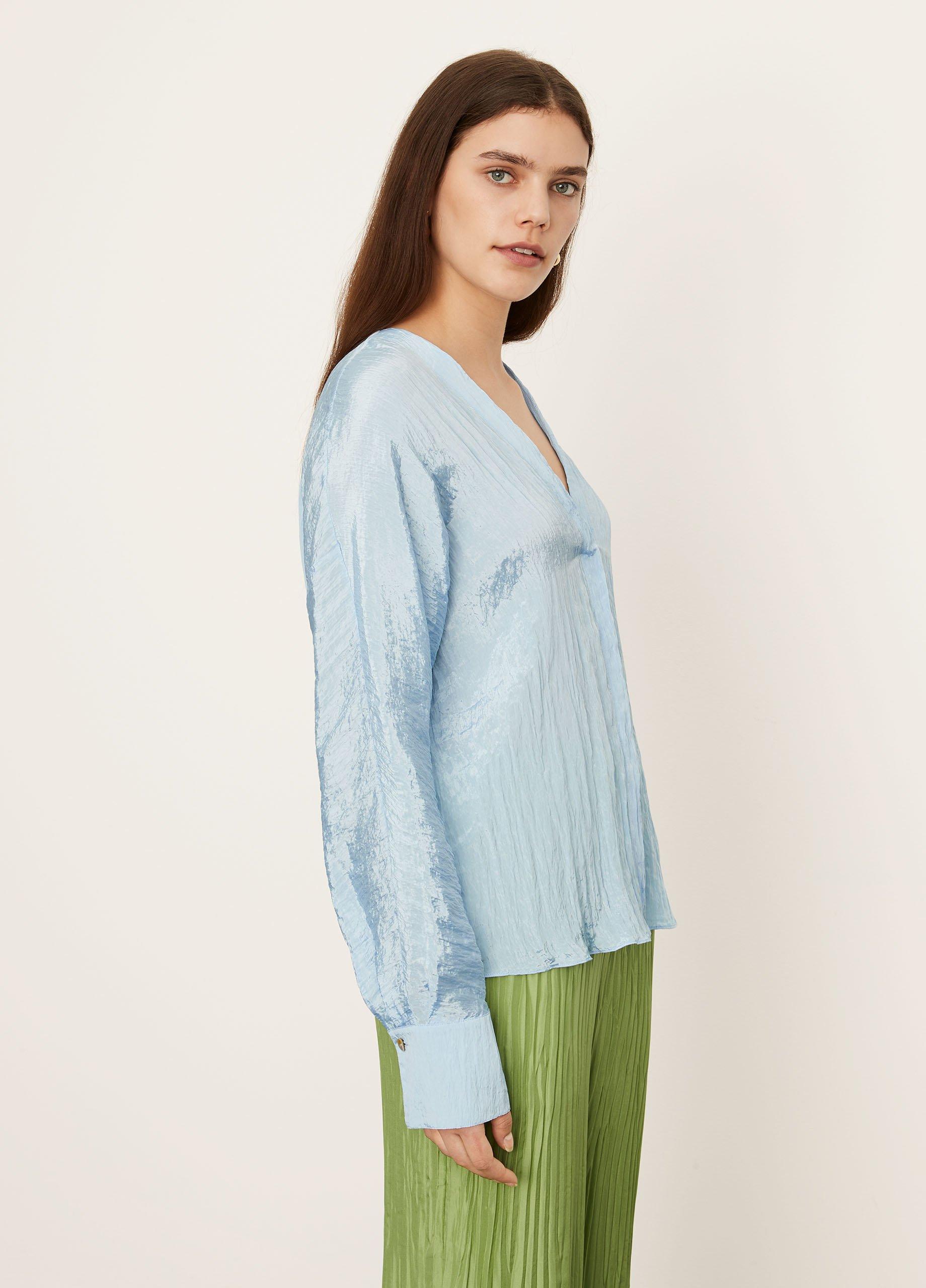 Long Sleeve Double V-Neck Blouse image number 2