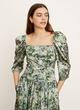 Painted Floral Draped Long Sleeve Square-Neck Top image number 1