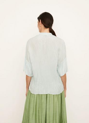 Short Sleeve Crushed Band Collar Blouse image number 3