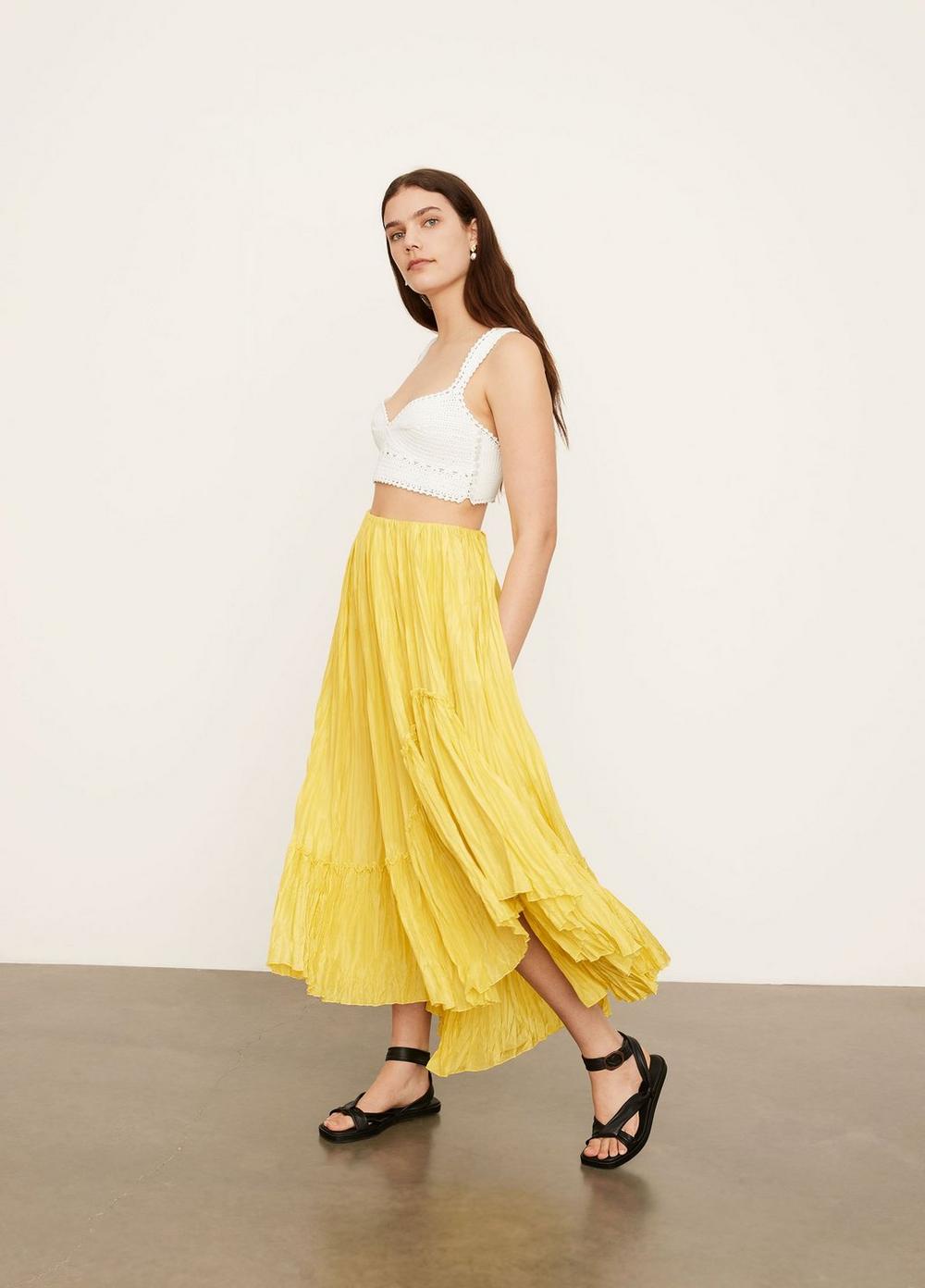 Crushed Tiered Paneled Skirt