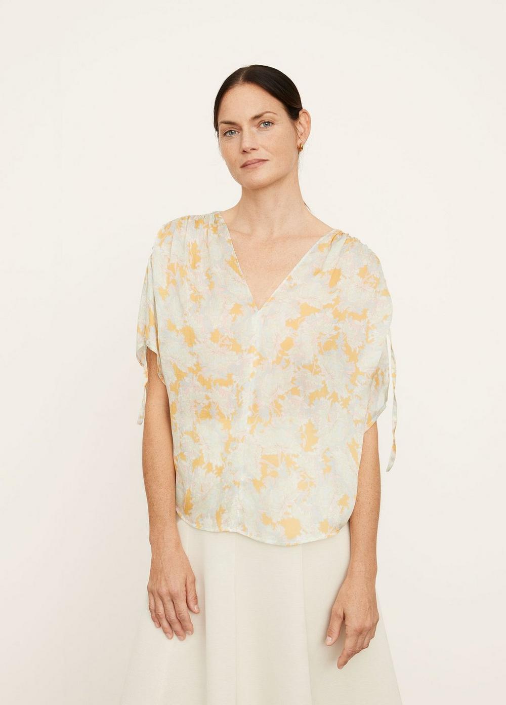 Lotus Ruched Flutter Sleeve Blouse
