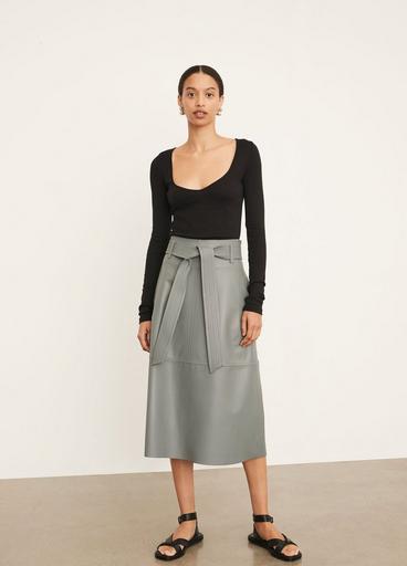 Stitched-Belt Leather Skirt image number 0