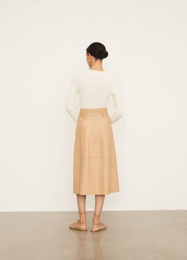 Stitched Belt Leather Skirt image number 3