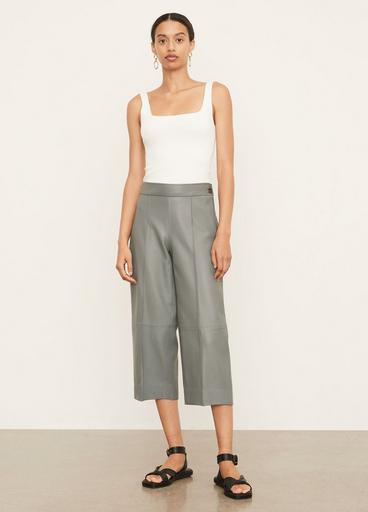 Belted Leather Crop Wide Pant image number 0