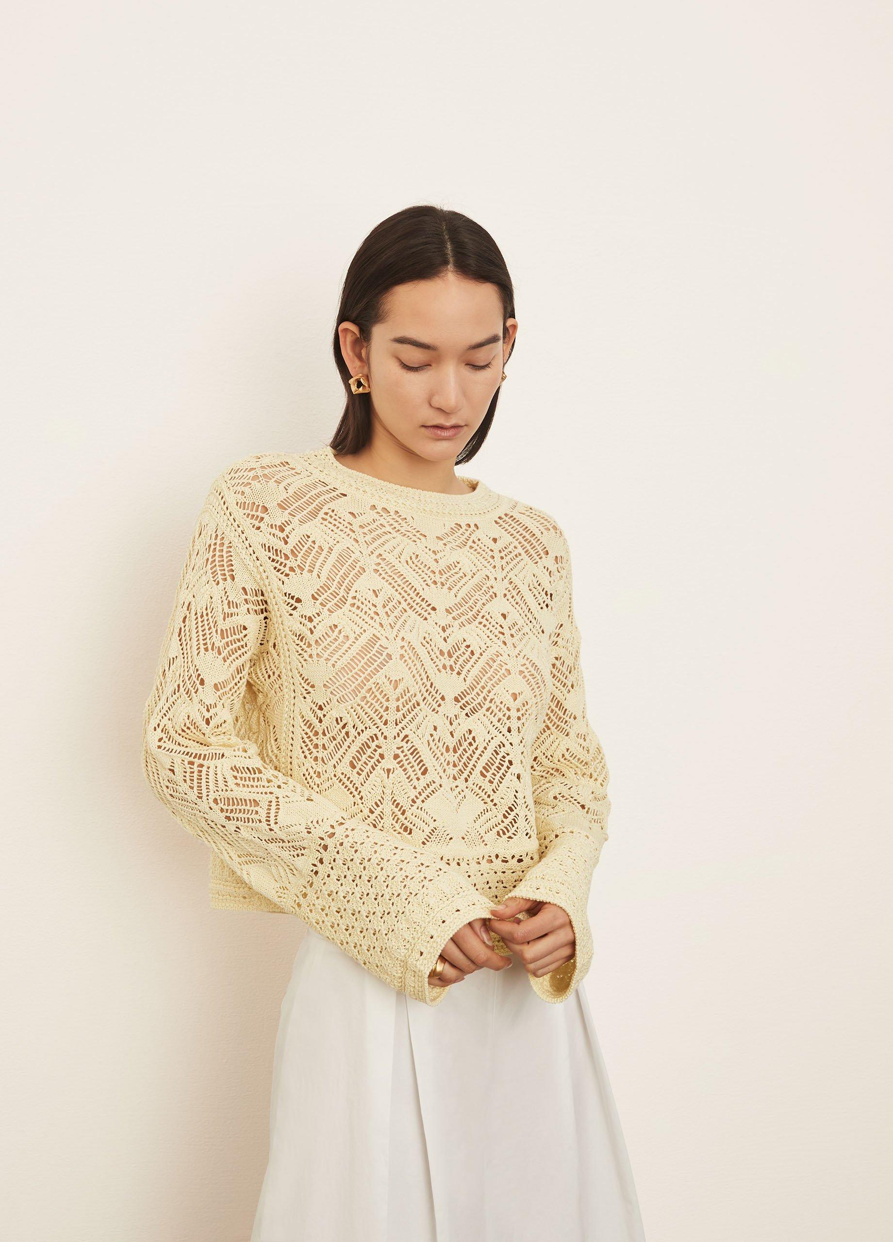 Lace Patchwork Pullover Sweater in Vince Sold Out Products | Vince